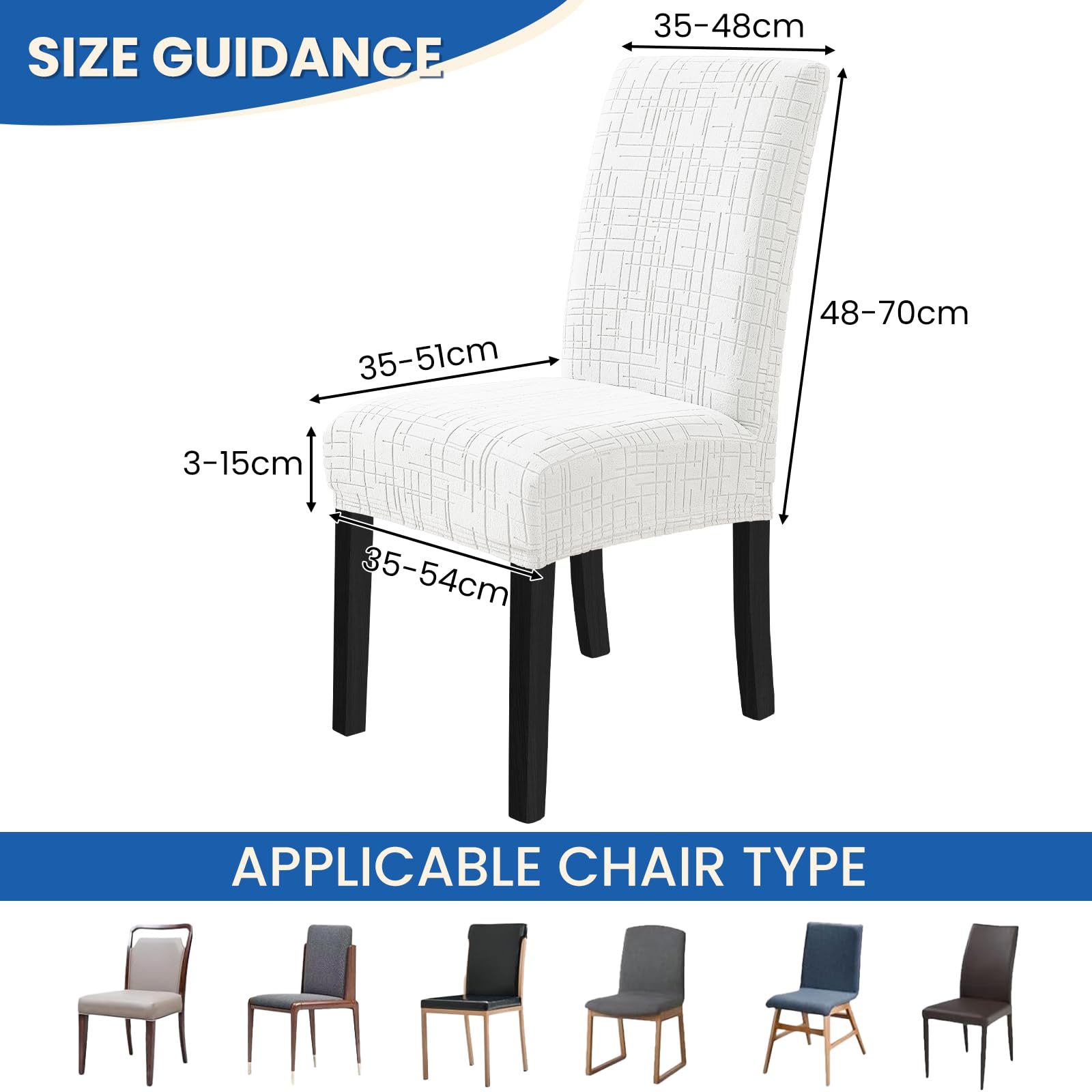 YSTELLAA Fundas Sillas De Comedor Pack 2, Universal Funda Silla, Elástica Desmontables Fundas De Sillas, Funda De Silla, para Sillas De Comedor Sala Cocina Banquetes Oficina, Blanco Roto