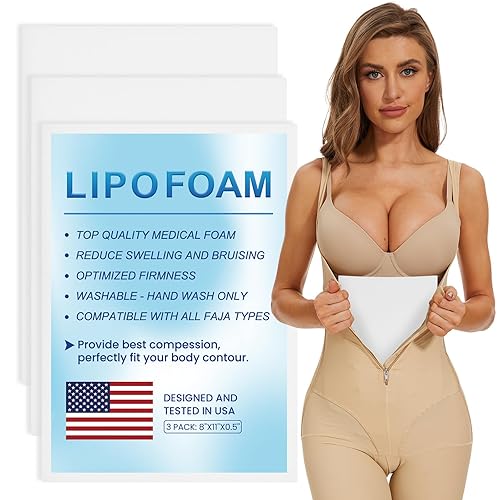 JNATER Espuma Lipo (paquete de 3), almohadillas de espuma Lipo para poscirugía, tablero Lipo para recuperación, tablero de espuma Lipo aplanadora