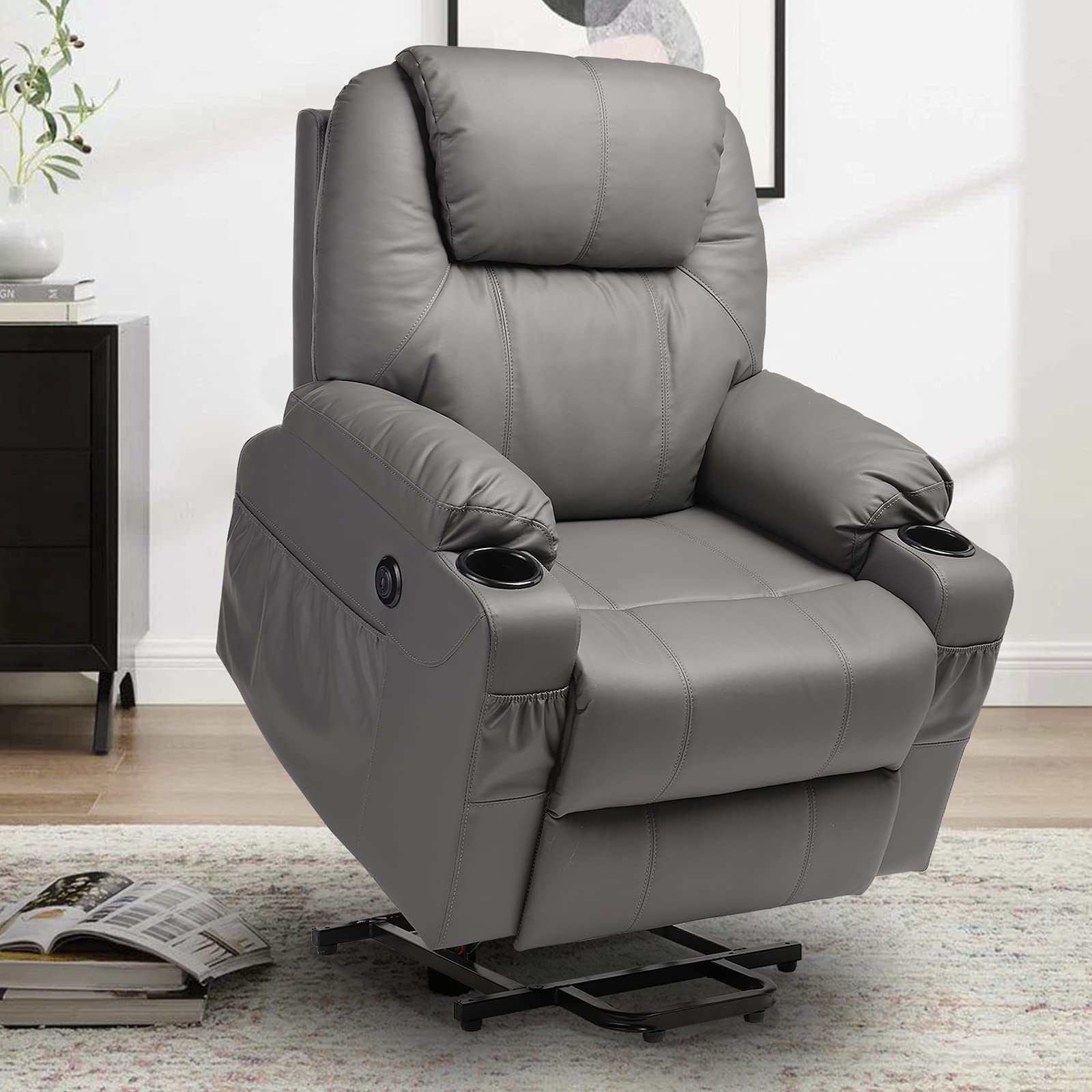 Buy MAGIC UNION Electric Power Lift Recliner Chair PU Leather Sofa Chair for Elderly with