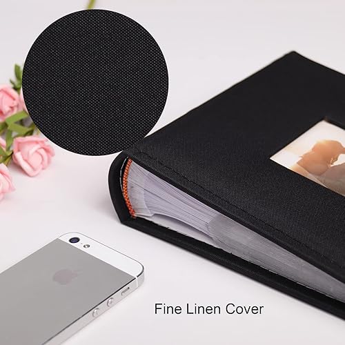 Miniatura 2 de Vienrose Álbum de fotos de 4 x 6 pulgadas, 200 fotos, cubierta de marco de lino con áreas de notas, libro de fotos de gran capacidad, libro de fotos