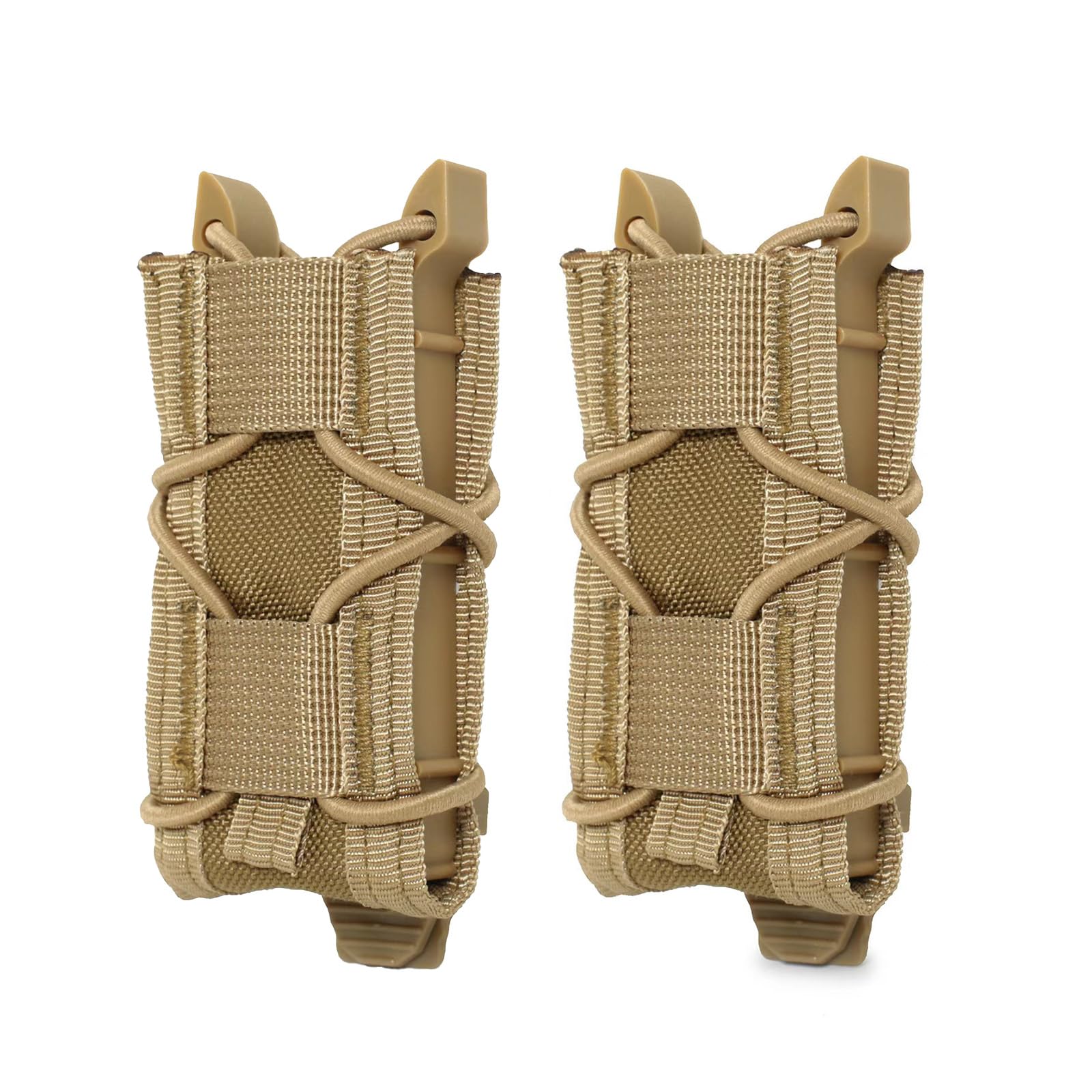 2 Pack Universal 9mm Pistol Single Mag Pouch Bag Tactical Molle Magazine Holder Pouch Molle Flashlight Pouch Torch Holder Waist Belt Holder for 9MM/Glock/Single Gun Magazines Pouches