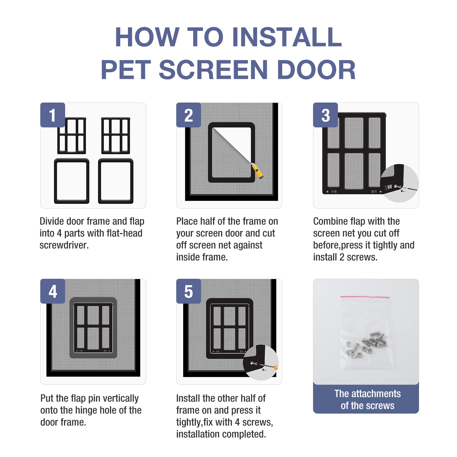 NAMSAN Pet Screen Door Swing Dog Door for Screen Door Adult Cat Doggy