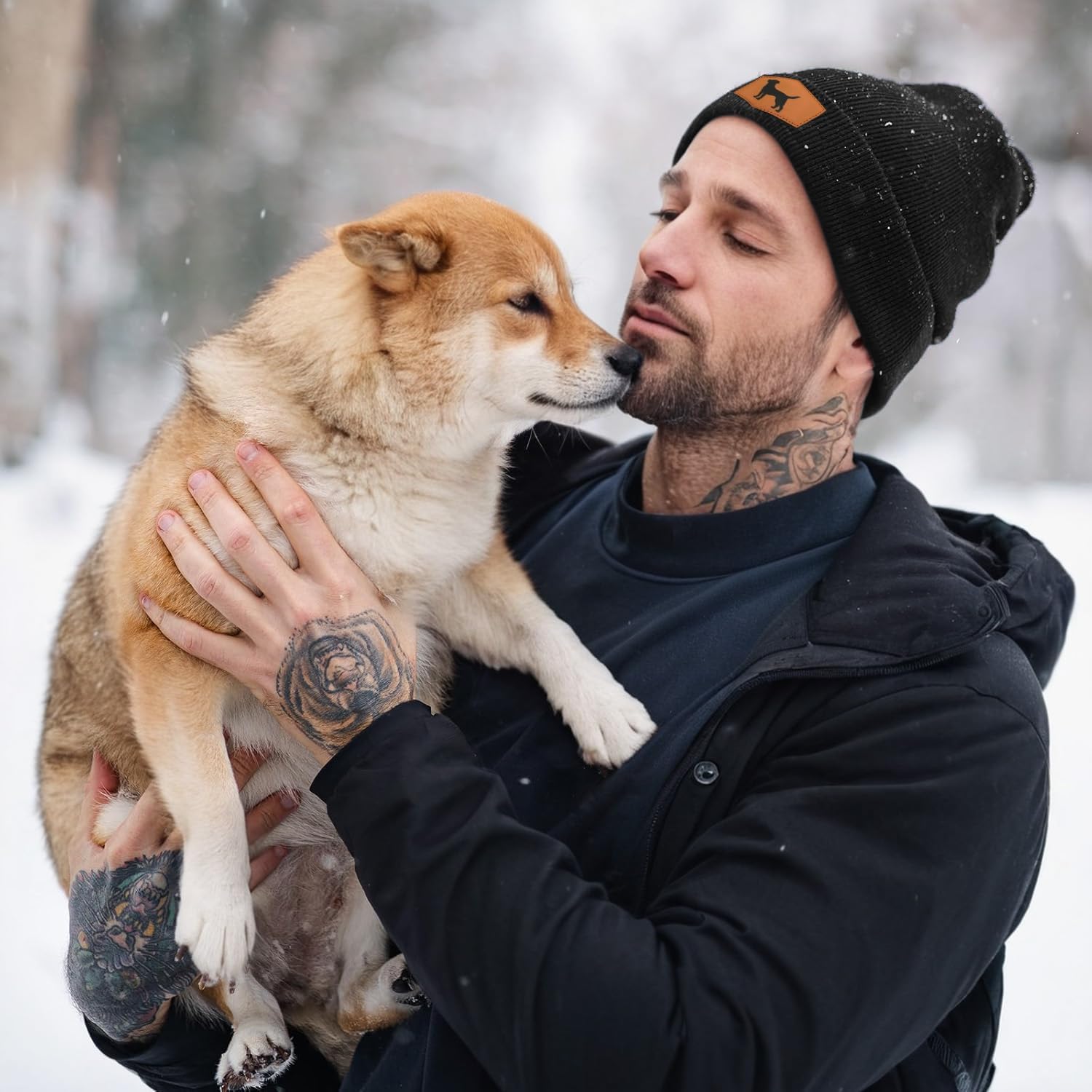 Labrador Beanie Hat for Men Women, Warm Winter Knit Cap for Dog Lover Black - Image 5