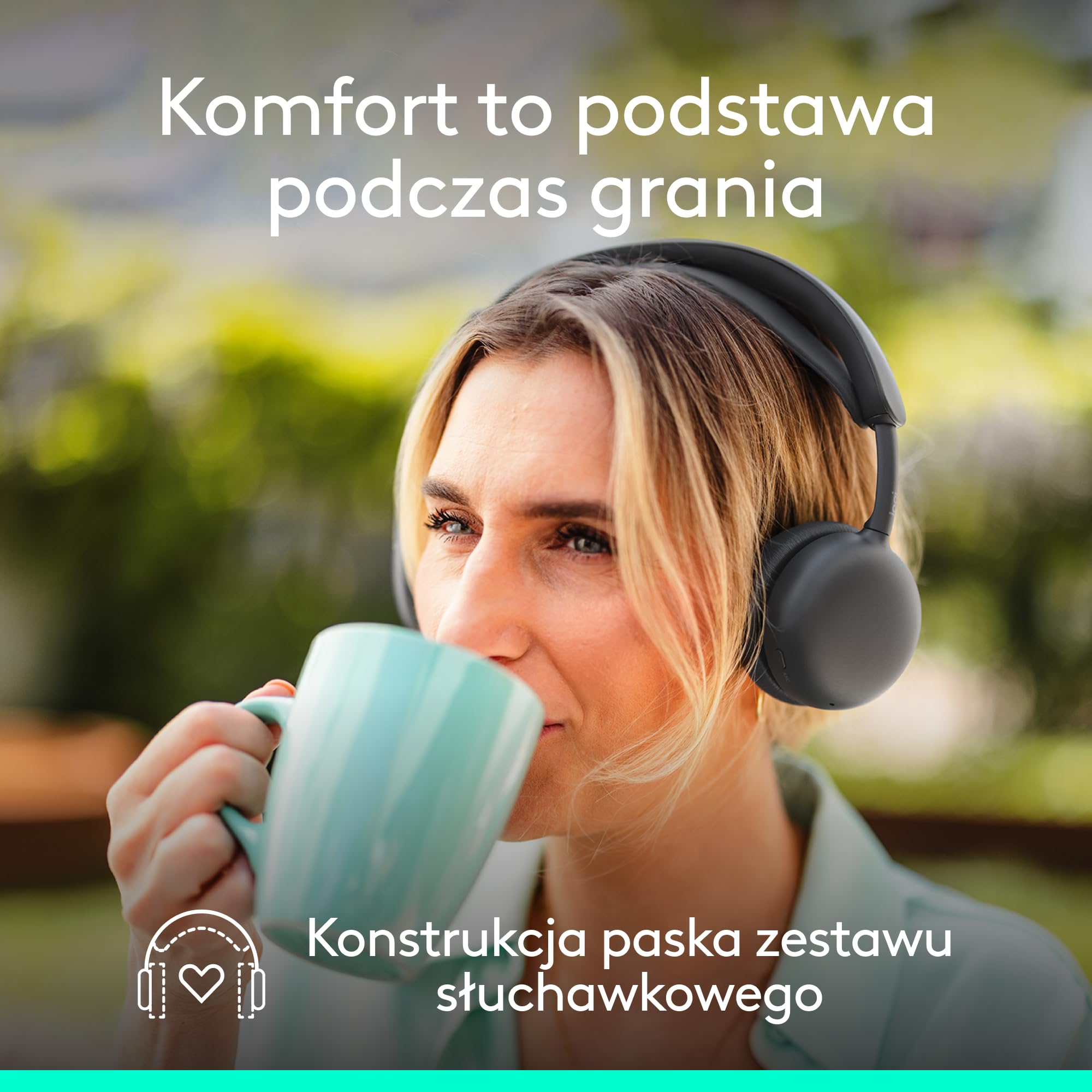 Logitech Zone Wireless 2 ES – bezprzewodowy zestaw słuchawkowy z redukcją szumów i adaptacyjnym hybrydowym ANC, Bluetooth, grafitowy