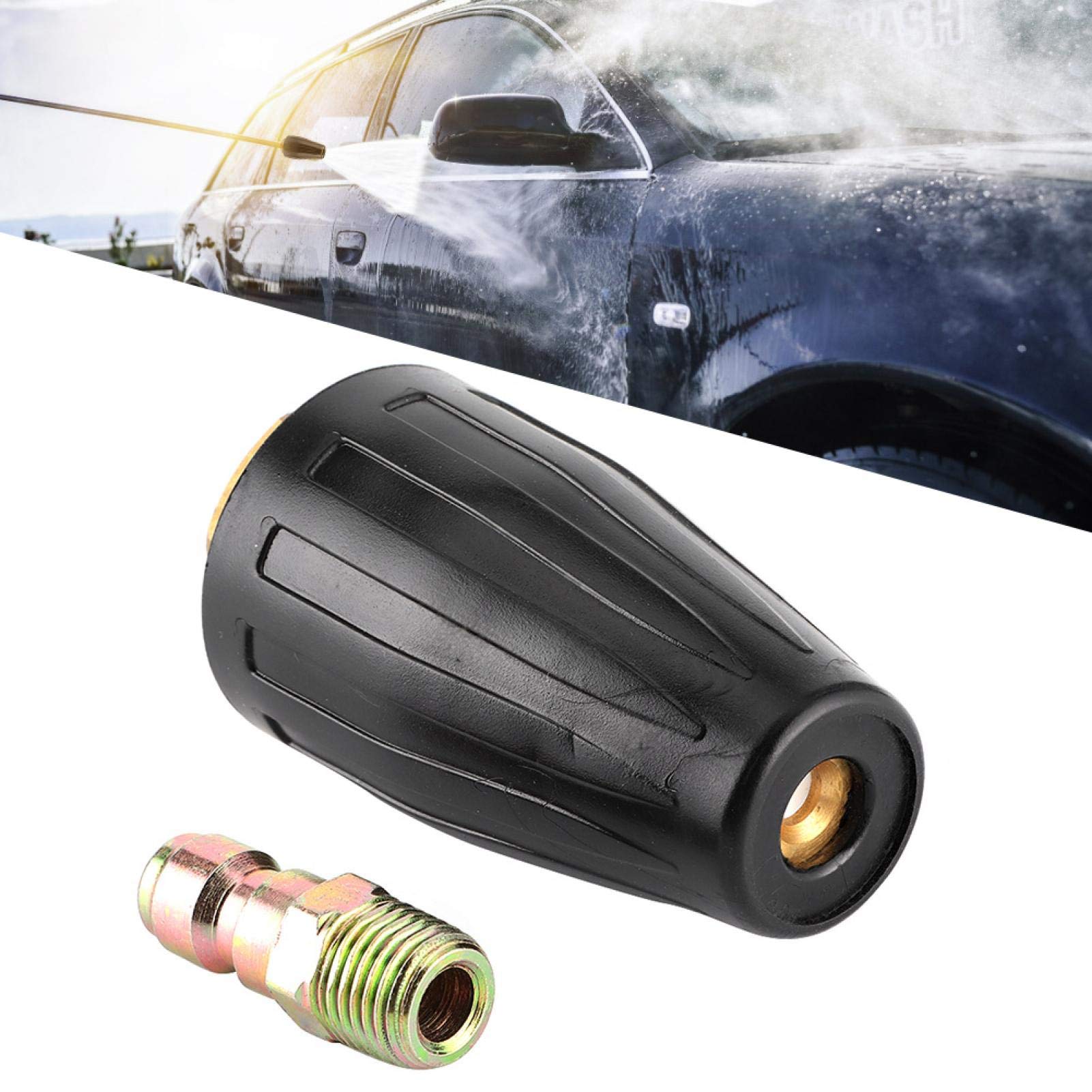 Bediffer Ugello Turbo in Gomma 3600PSI Punta di spruzzo Rotante 1/4 di Pollice in Ottone Massiccio Acciaio Inossidabile efficiente e Potente Strumento di Lavaggio(Aperture 3.0)