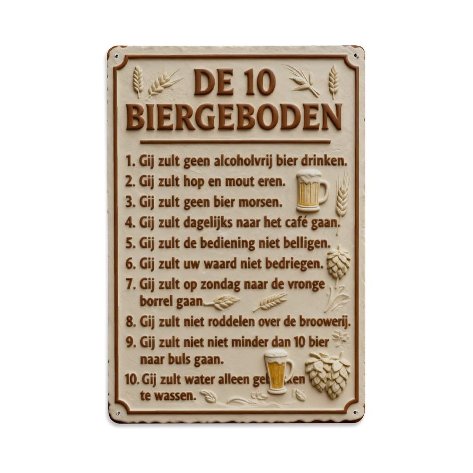 Beer Commandments List Sign Vintage Metal Tin Sign Retro Wall Decor, Bar Garage Cafe Kitchen Home Wall Art Poster Decoration 8x12inches