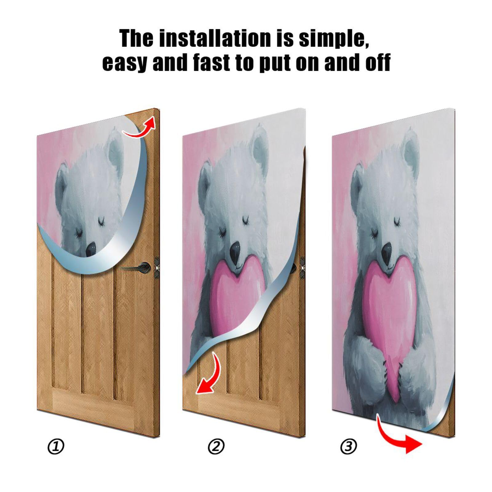 FLildon Big Love Bear Door Cover Decoration, Party Accessory Porch Decor for Festive Ornament Room Door Covers 32 x 79 Inch