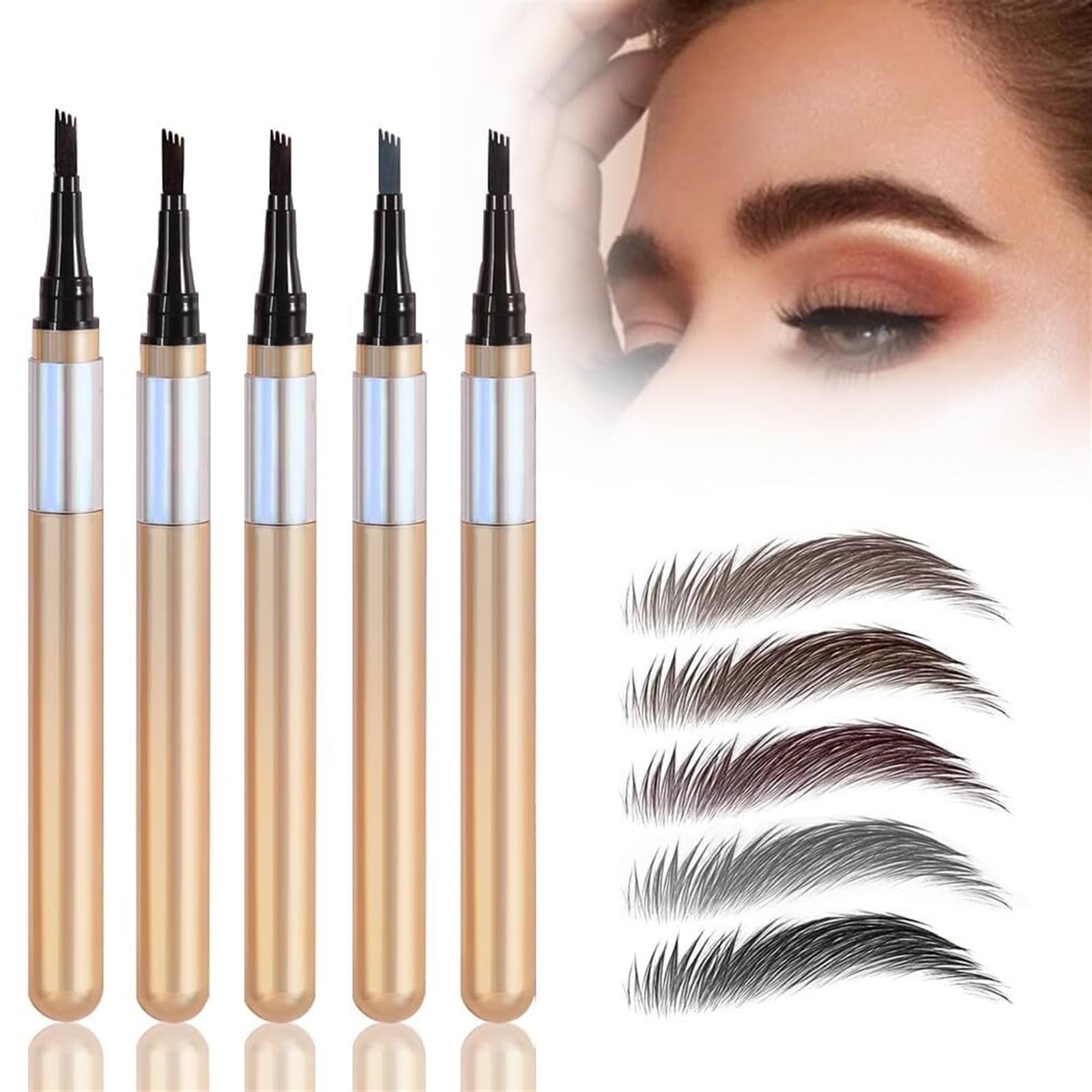 Magischer Augenbrauenstift, mit einem Applikator mit Mikro-Gabelspitze. 3D-wasserfester Microblading-Augenbrauenstift, Konturstift-Augenbrauenpinsel, der mühelos natürlich aussehende Brauen erzeugt(Co