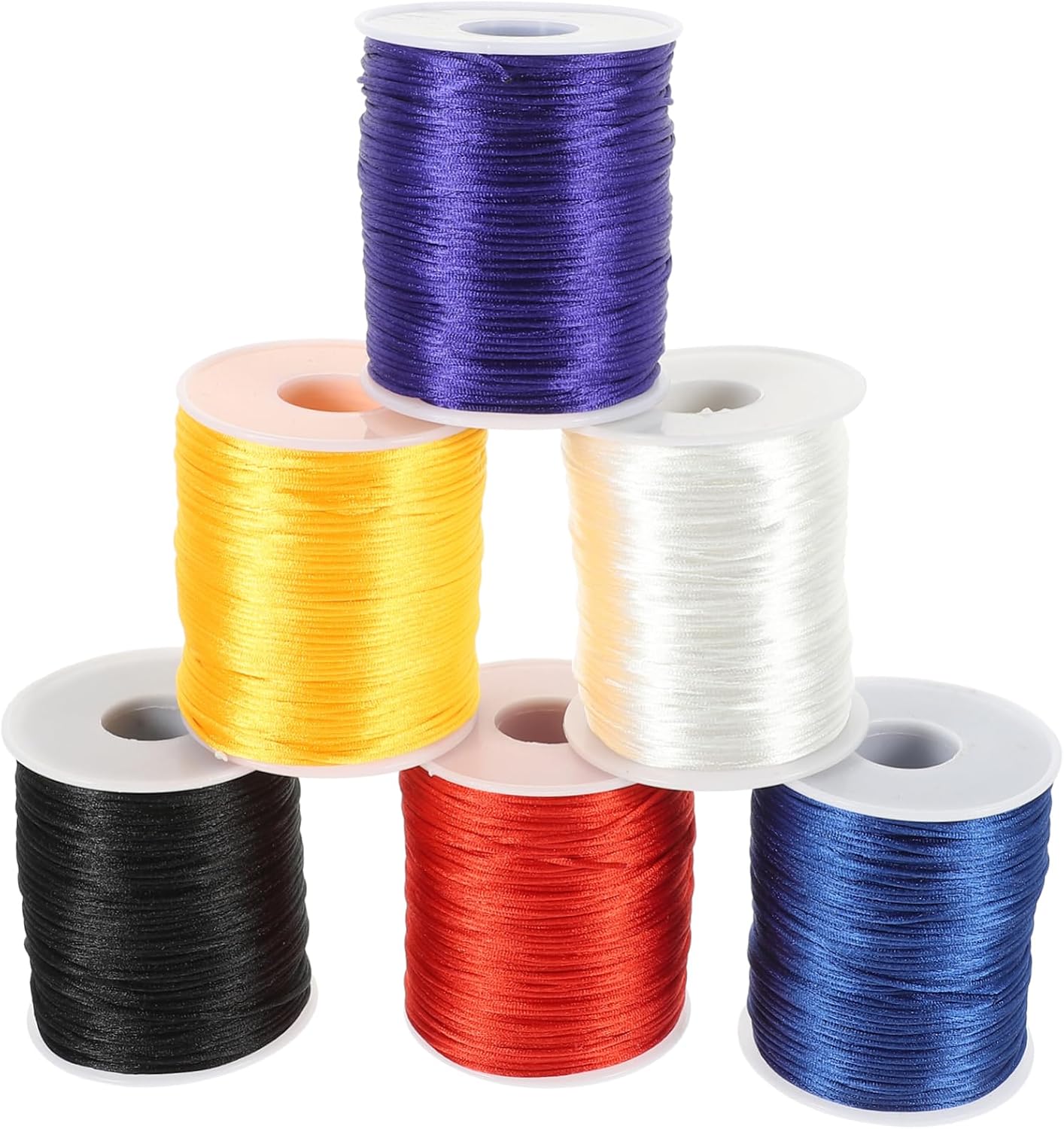 6 Rolls Polyester Braided Bracelet Cord 100m Each for DIY Crafting