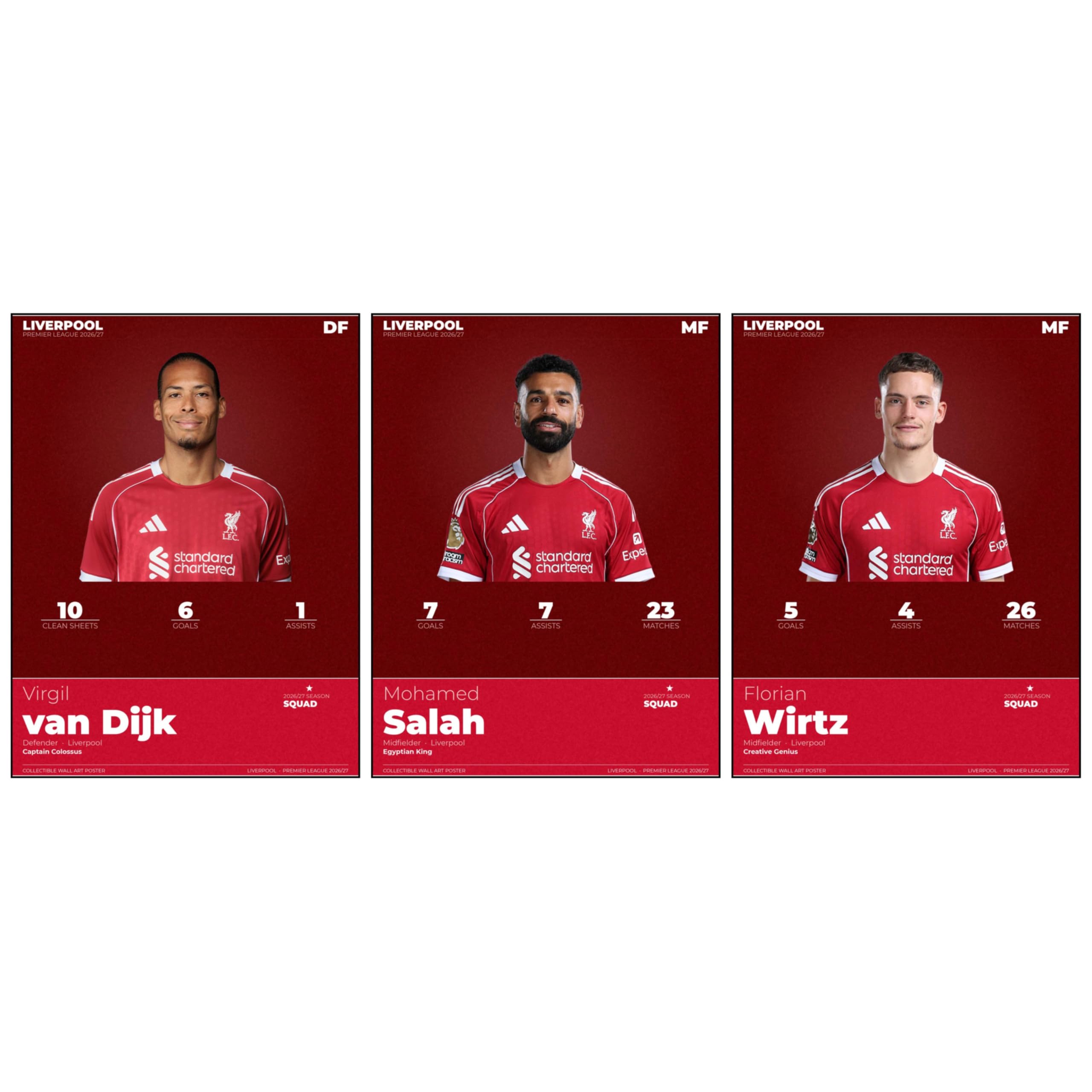 Wrap & Wish Liverpool PREMIER LEAGUE 2026/27 Wall Posters (A3, 12x18 Inch) | Pack of 3 | Virgil, Salah, Wirtz | Football Collectible Room Decor for Fans-picture-28