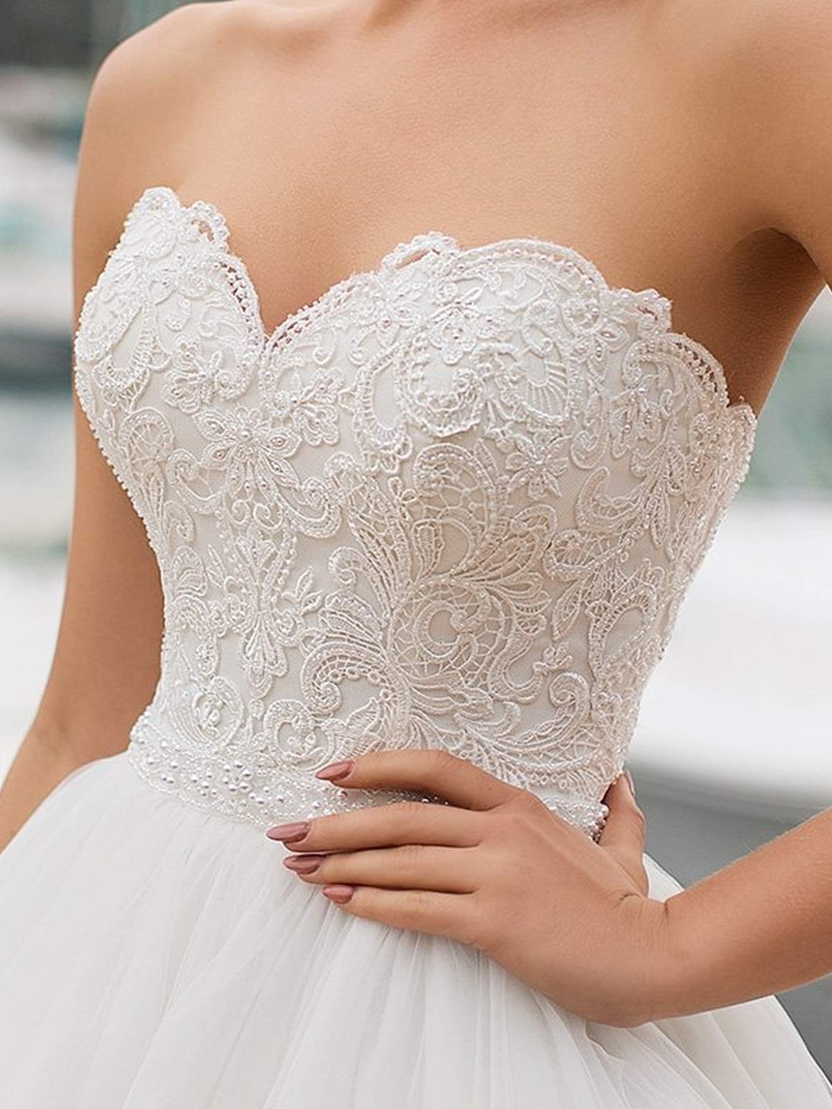 Vestido de Novia de Tul Largo de la Princesa Retro Vestido de Novia sin Tirantes para Hombros Vestido de Novia Elegante para Mujeres, Blanco, 46