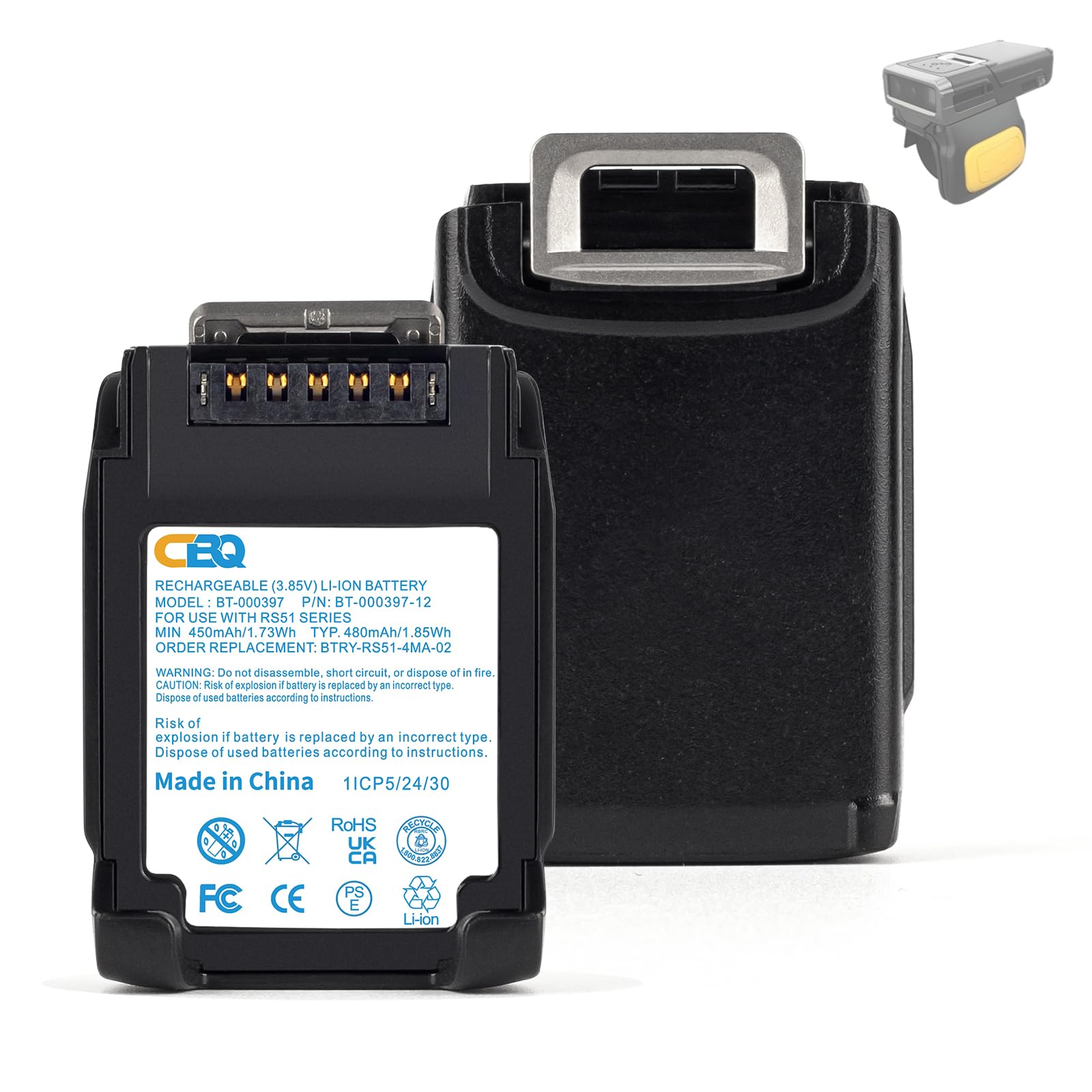 BT-000397 Battery for Zebra RS5100 RS51 RS61 RS6100 Ring Scanner(1pcs)