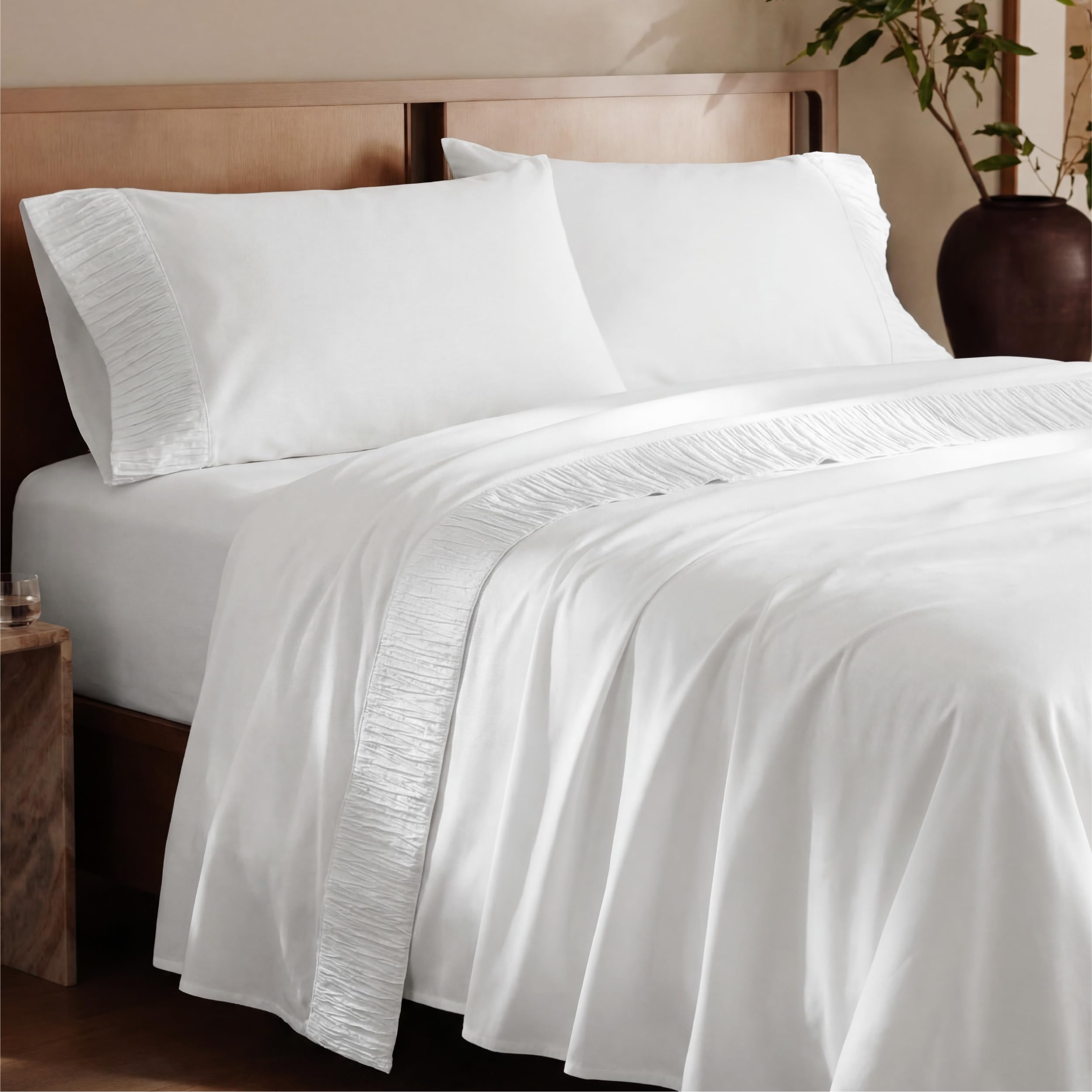 Photo 1 of Bedsure Twin Sheets Set - 3 Pieces Soft Twin Bed Sheets - Breathable & Cooling - Hotel Luxury - Easy Care Polyester Microfiber Bedding for Women, Men, Bright White