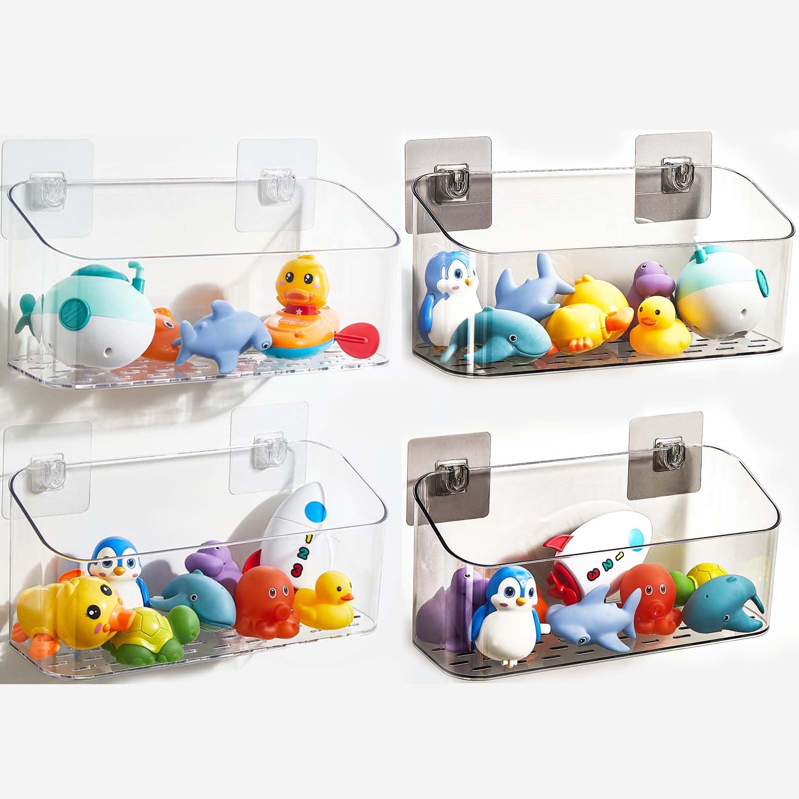 UNIKON Bath Toy Storage Holder Bathtub Toy Organizer Large Capacity Shower Caddy for Bathroom Clear and Black 4