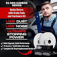 Vista 3 de R1 Concepts Frenos y rotores delanteros y traseros, accesorios incluidos, kit de pastillas de freno y rotores de cerámica europeas delanteras