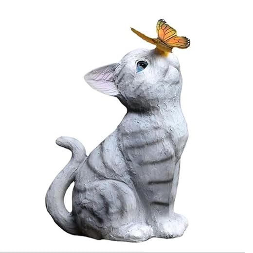 Outdoor Solar Powered Statue Sculpture Ornament Halloween Decoration for Garden, Yard, Patio, Lawn, Balcony, Pathway, IP65 Waterproof (Cat, Cat11)