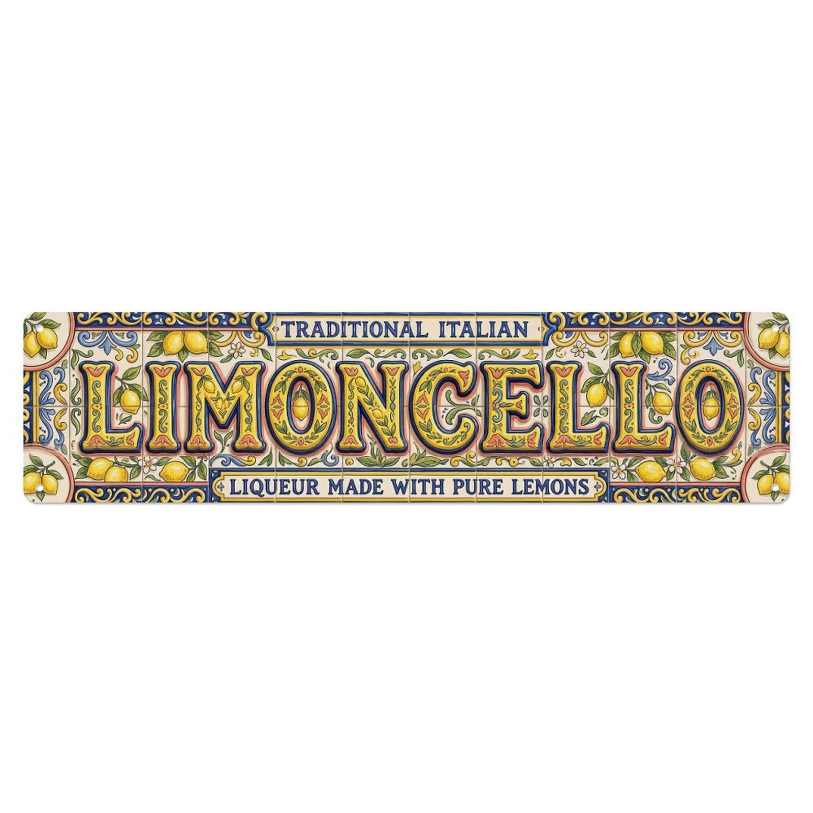 Gtthok Vintage Style Vintage Limoncello Image Pottery Lemon Metal Tin Sign Plaque Wall Decor For Cafe, Club, Garden Metal Poster 4X16inch
