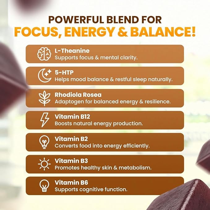 Mushroom Focus & Energy Gummies – Organic Lion’s Mane and Cordyceps, Plant-Based Caffeine, L-Theanine & B Vitamins, Nootropic for Stamina, Attention & Cognitive Support Cherry – 60 Ct (30 Day Supply)