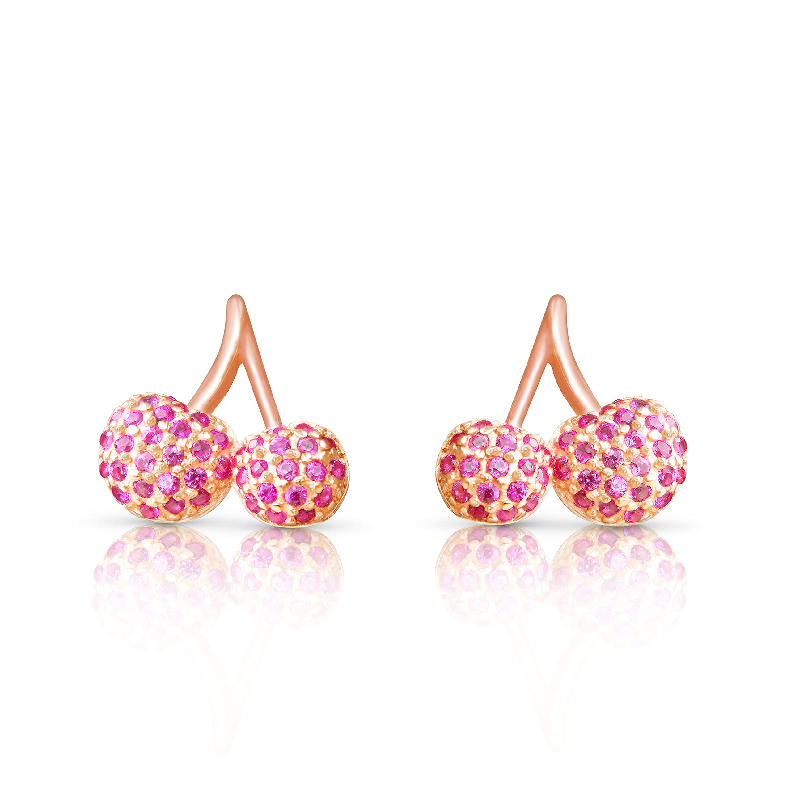 Tiramisu | Orecchini Cuore Rosa/Zirconi/Ciliegie/Albero Vita+Perla Nera/Luna+Stella/Pesce+Gatto/Stella Marina | Gioiello Piccolo Bambina Regalo | 925 Argento Sterling Placcato Oro Rosa | Senza Nichel