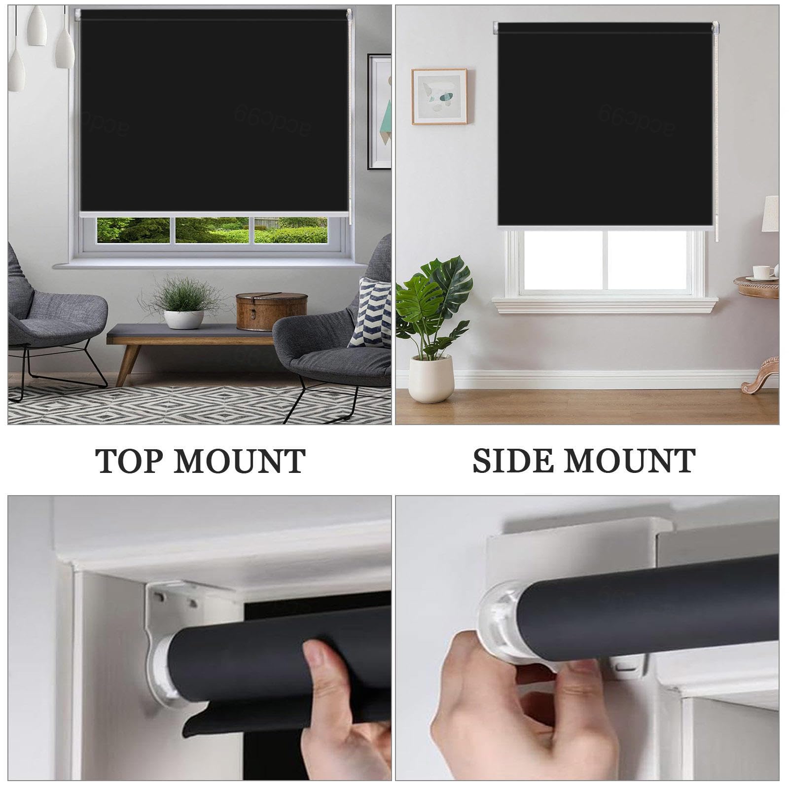 Tende a Rullo Oscuranti 50/65/70/95/100/115/130cm, Tenda Avvolgibile Protezione Solare e Privacy, Tende a Rullo Termiche Per Finestre, Persiane Oscuranti,black-125x185cm/49 * 74in