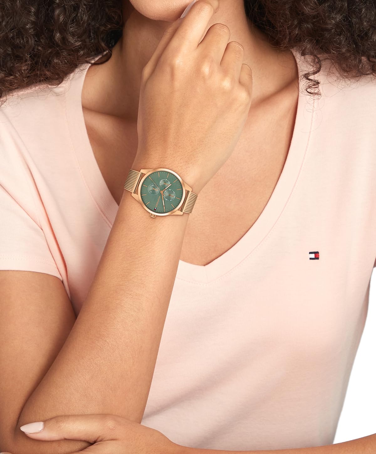 Tommy Hilfiger Reloj Analógico de Cuarzo Multifunción para Mujer con Correa en Acero Inoxidable