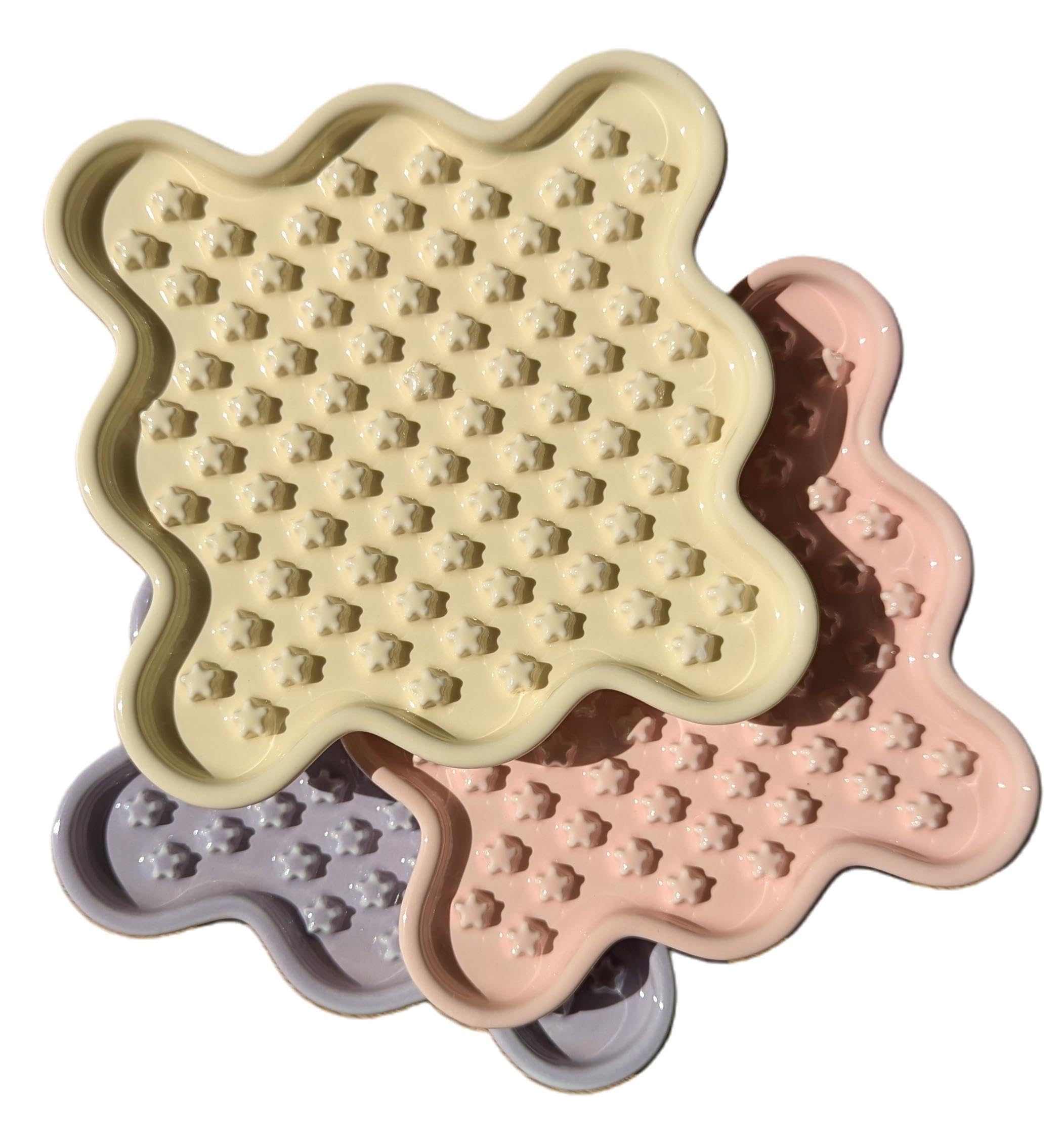 Fussy Cat Ceramic 'Lick Mat' Cat Slow Puzzle Feeder Bowl for Wet, Dry and Raw Cat Food. Just like a lick mat, but made from Ceramic (Pink, Large)