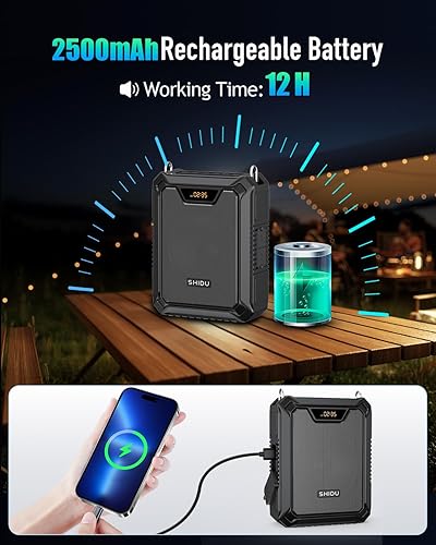 Miniatura 4 de SHIDU Amplificador de voz de 30 W con micrófono inalámbrico, amplificador impermeable IPX6 Micrófono inalámbrico y con cable, altavoz Bluetooth,