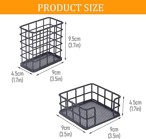 Miniatura 5 de Mesh Pencil Holder Desk Organizer Set, 2-Piece Minimalist Metal Pen Holder & 3x3 Inch Sticky Note Dispenser for Office, Home and School Supplies