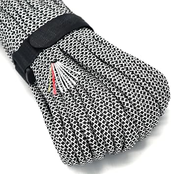 PSKOOK Paracord Survival Cord with Waxed Tinder Fishing Line Cotton Thread Outdoor Commercial Grade Braided Fire Parachute Cord Ropes