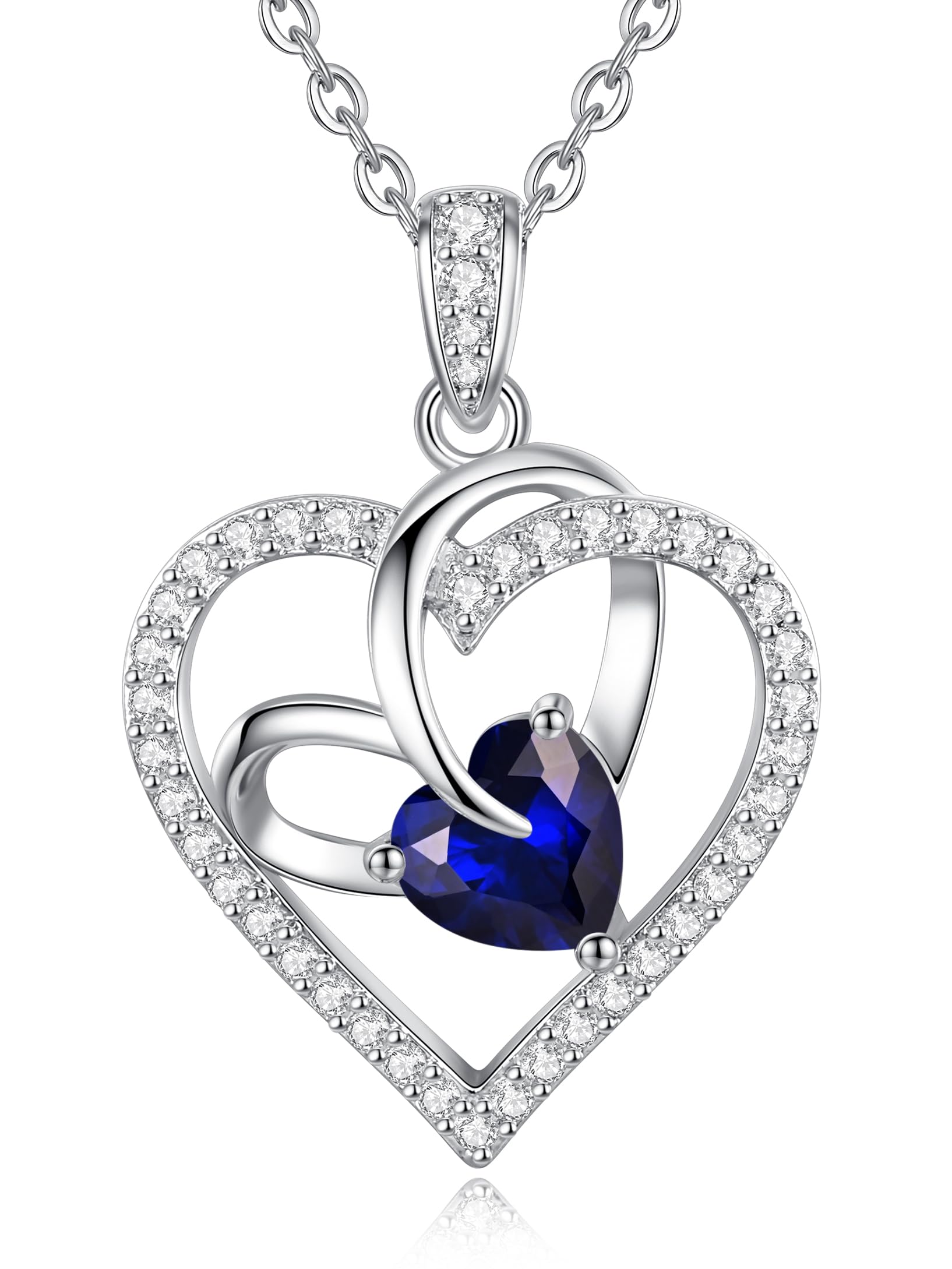 CDE Kette Damen Ewigkeitsherz Herzkette Rosegold Rhodinierung Halskette für Frauen Geburtsstein Herzanhänger Schmuck Geschenke für FrauenSie zum Muttertag Geburtstag Valentinstag Weihnachtsgeschenke