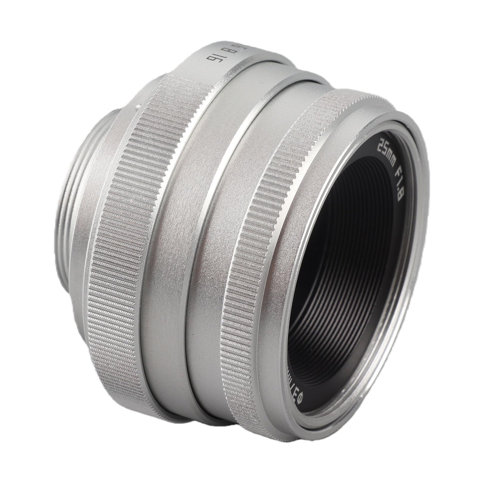 Yunir Fotocamera 25mm F1.8 Obiettivo grandangolare, Lega 25mm Lunghezza focale, f/1.8 Aperture CCTV C Mount Obiettivi grandangolari per DSLR(Argento)