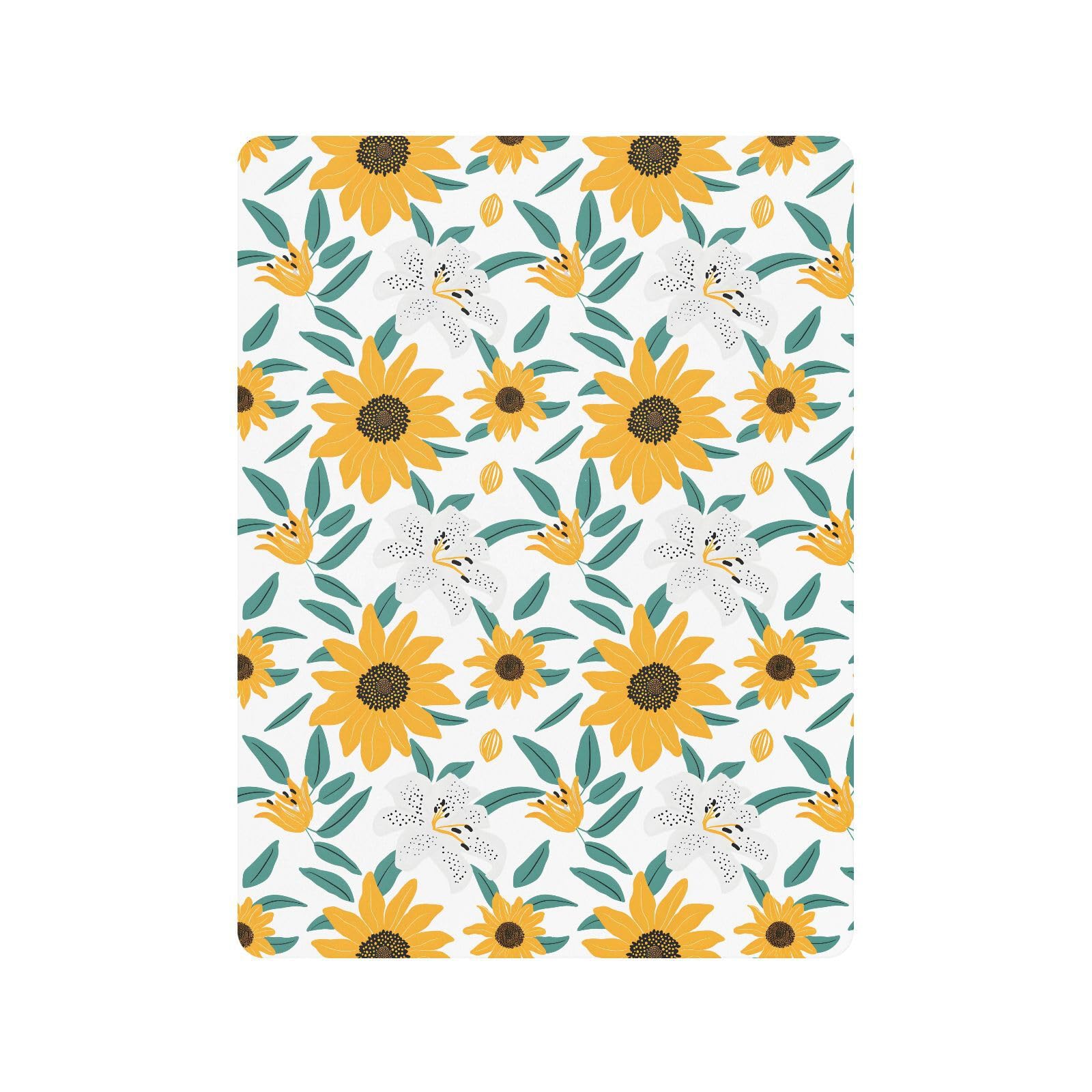 Babybettlaken für Jungen und Mädchen, weich, für Kleinkinder, Standardmatratze, 71 x 132 cm, Sonnenblumen- und Lilienmuster