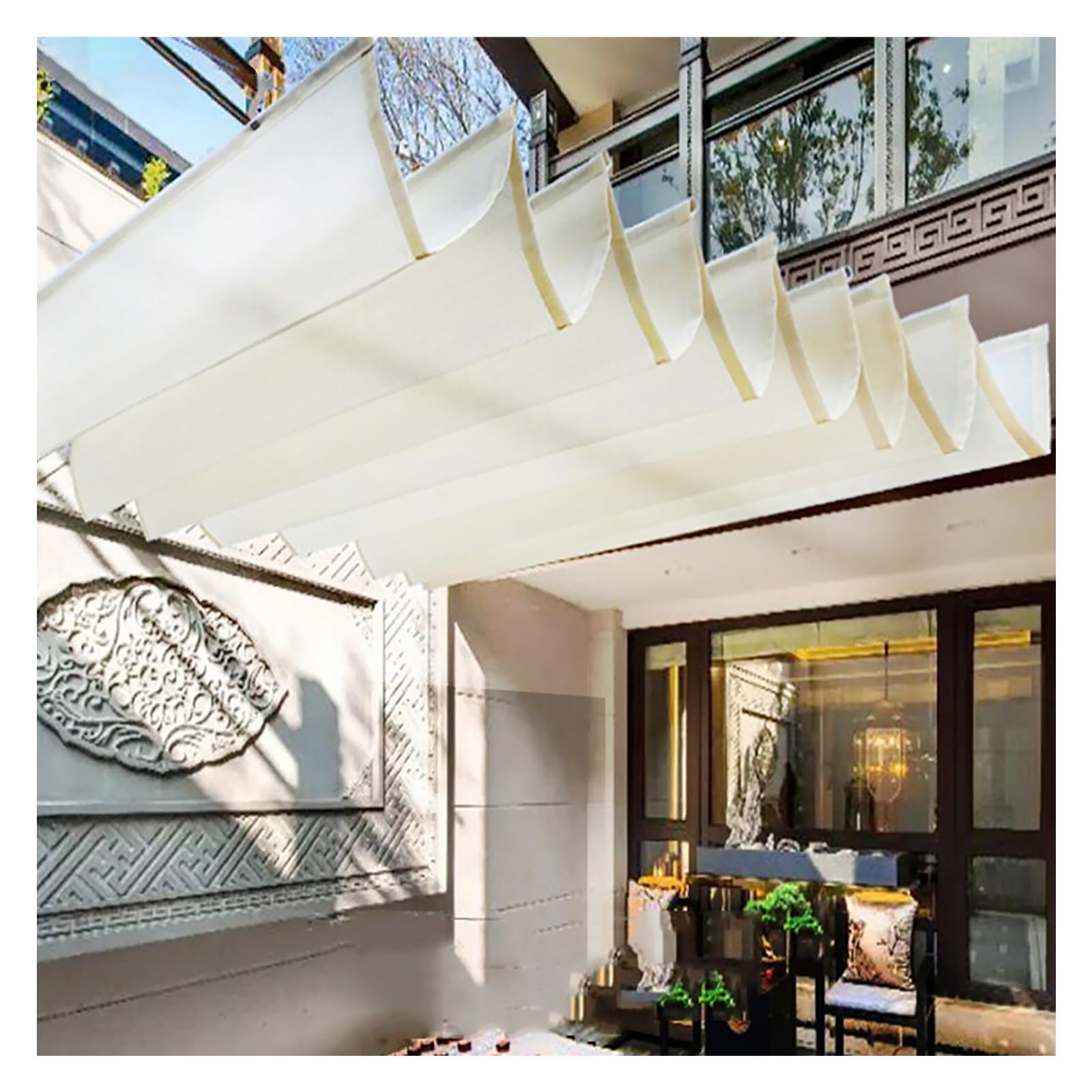 Voile d'ombrage rétractable anti-UV pour pergola et terrasse