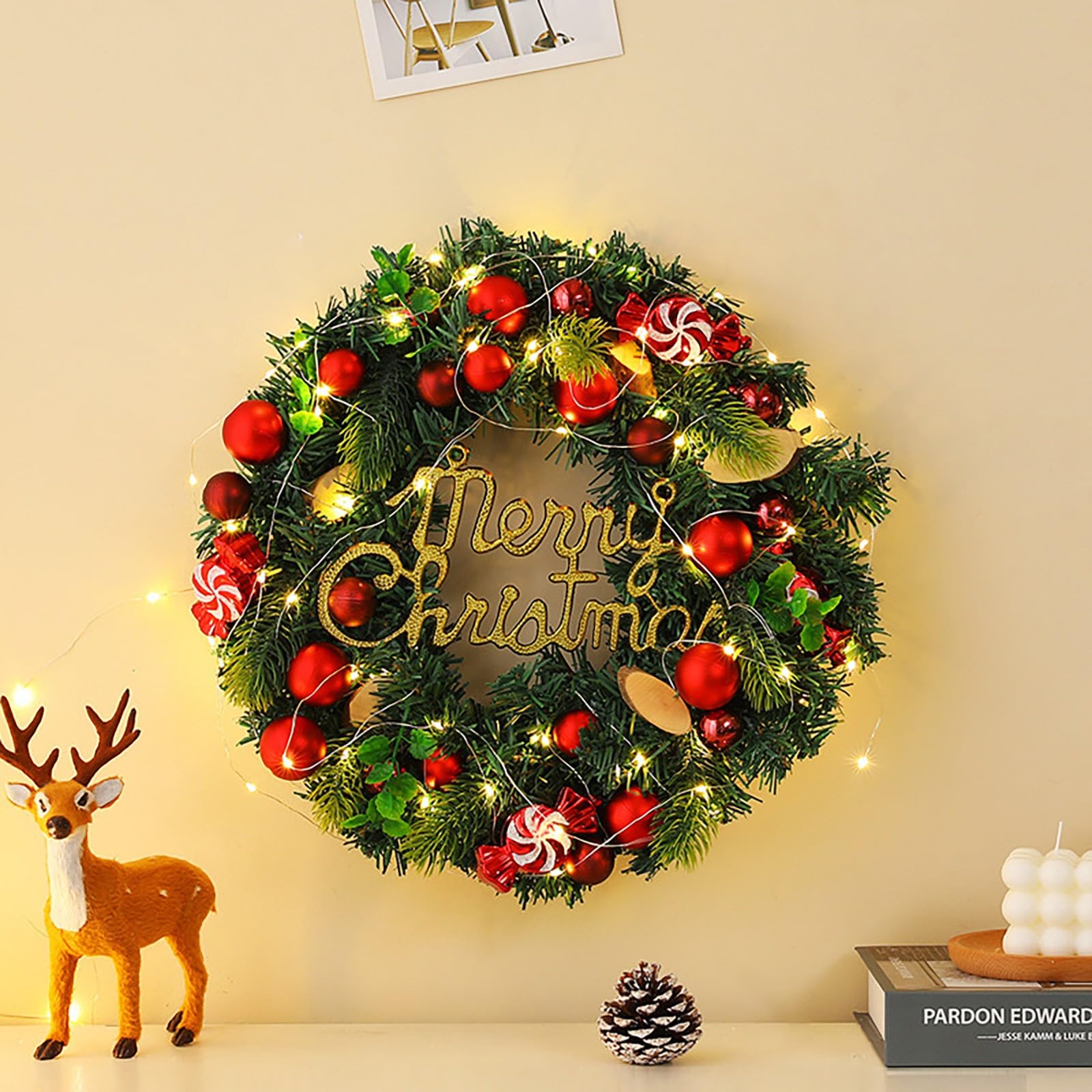 Generico Ghirlanda Natalizia per Porta Corona di Natale Ghirlanda Decorazione Interno e Esterno Decorazione Natalizia Albero Di Natale Verde Decorazioni