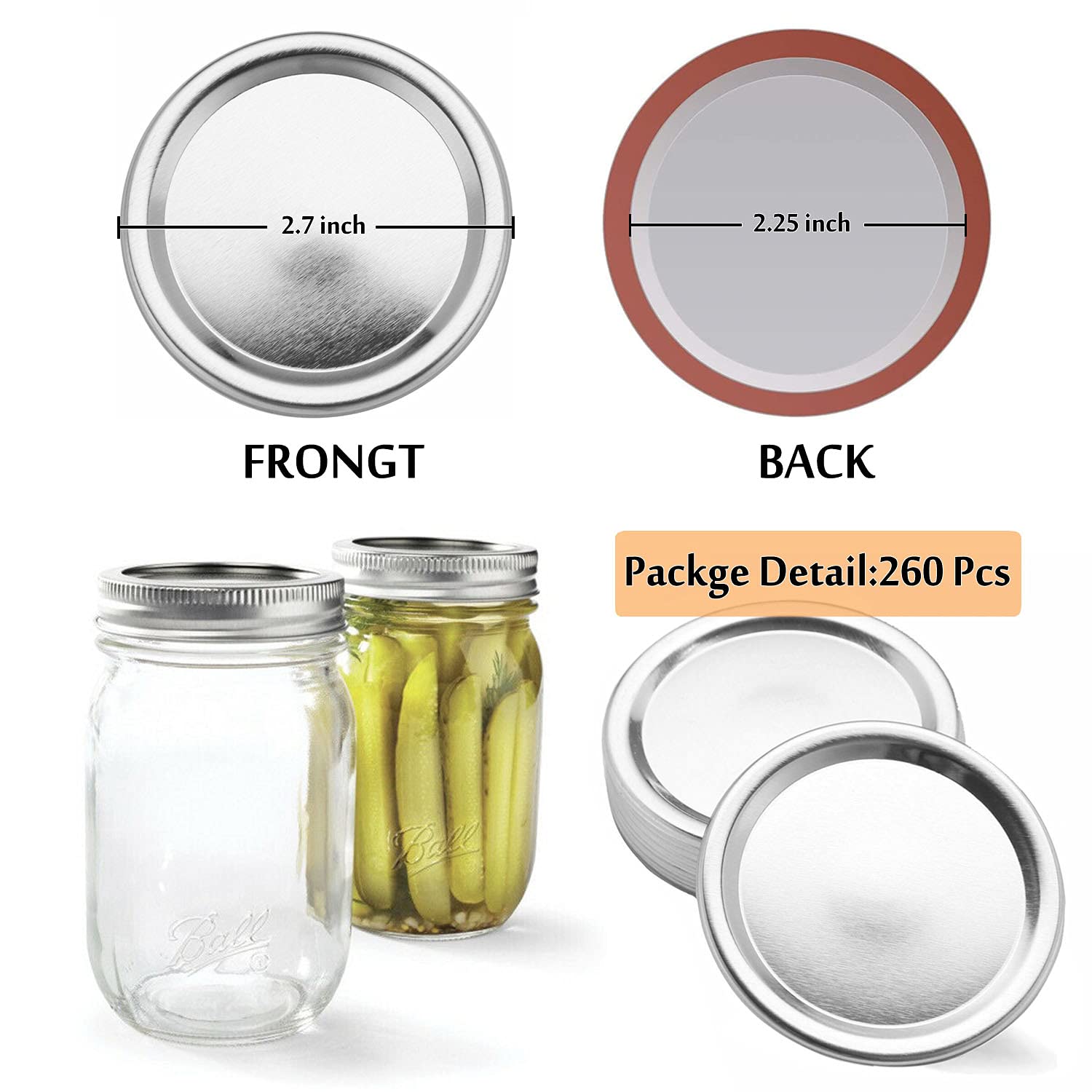 Amazon.com: 260 Pcs Canning Jar Lids Regular Mouth Mason Jar ...
