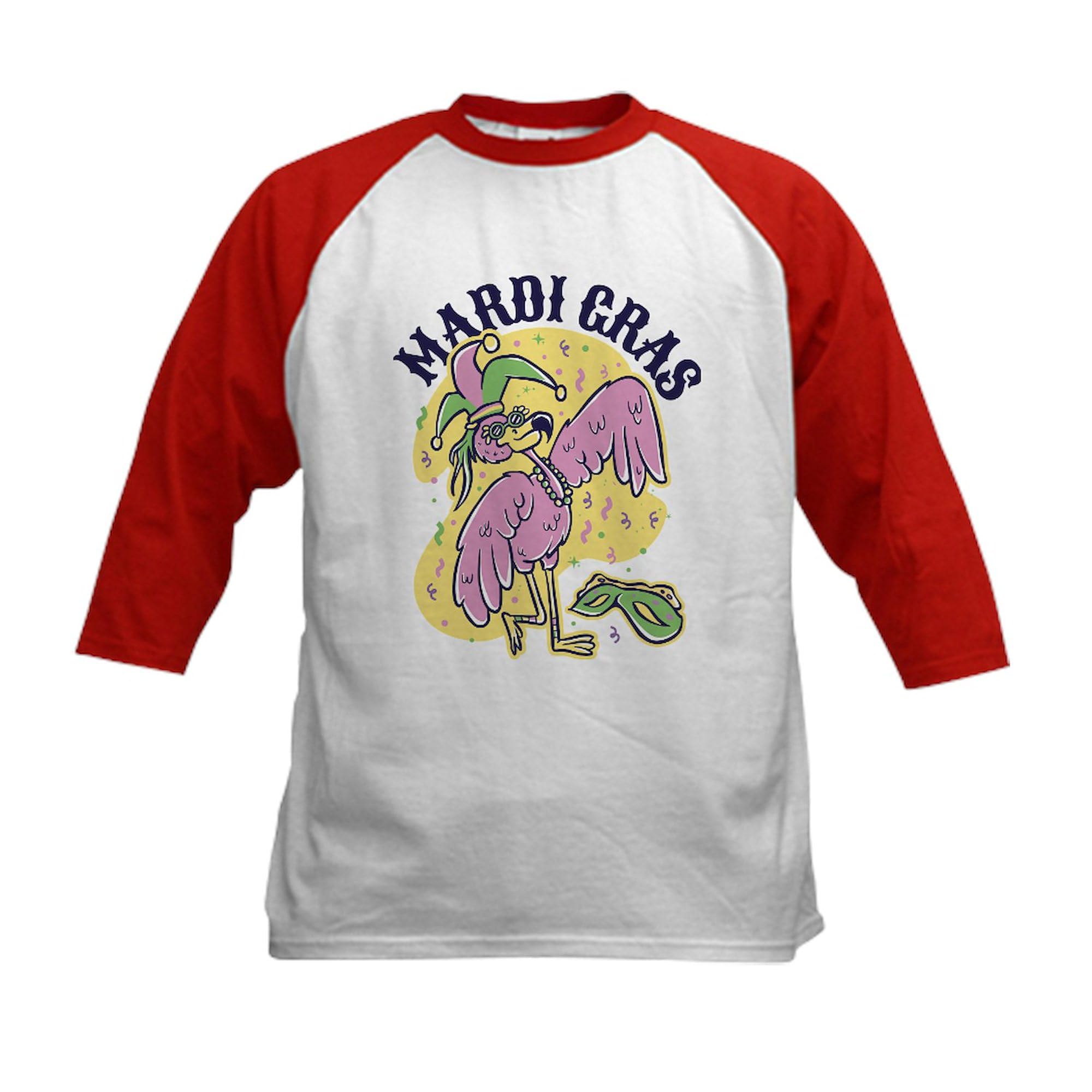 CafePress Mardi Gras Flamingo Baseball Jersey Kids Cotton Baseball Jersey, 3/4 Raglan Sleeve Shirt
