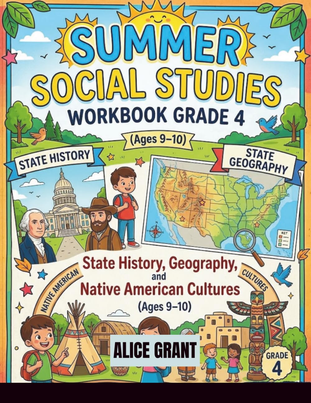 Summer Social Studies Workbook Grade 4: State History, Geography and Native American Cultures