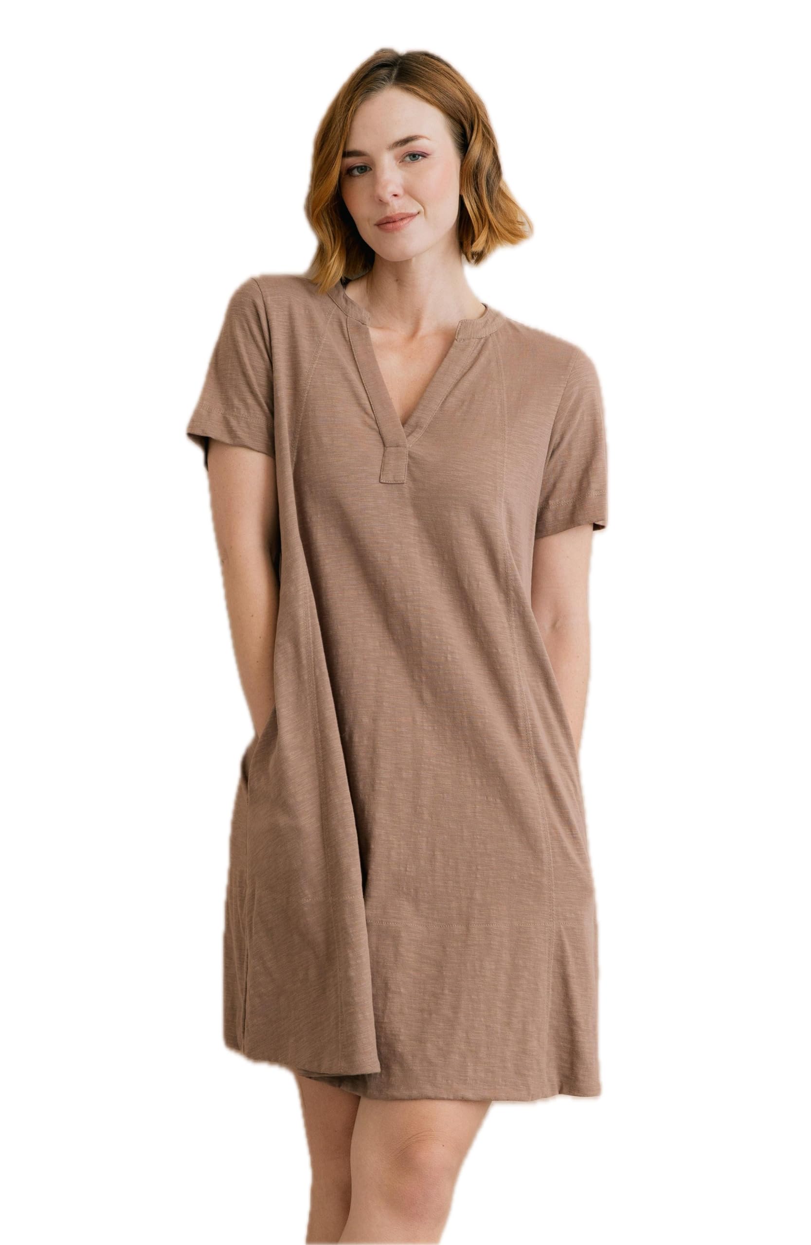 Lily & Me Terrace Cotton Jersey Swing Dress - Mocha - Size 12