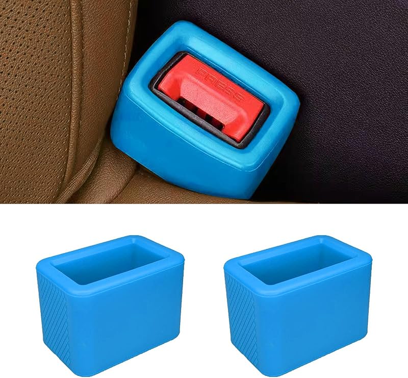 Suporte de fivela do cinto de segurança em silicone pvotawp para banco traseiro – 2 unidades azuis
