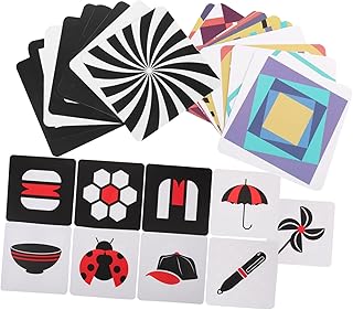 Toddmomy 3 Juegos Tarjeta de excitación visual tarjeta sensorial Tarjetas de alto contraste para recién nacido. flashcards de bebé de alto contraste tarjeta de papel