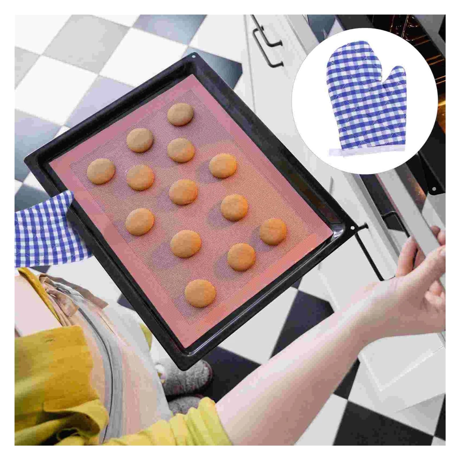 MRKU Guantes para Hornear, Guantes de Cocina para Horno, 2 Unidades, para microondas, niños, Alfombrilla, Toalla, Anti-Quemaduras, poliéster