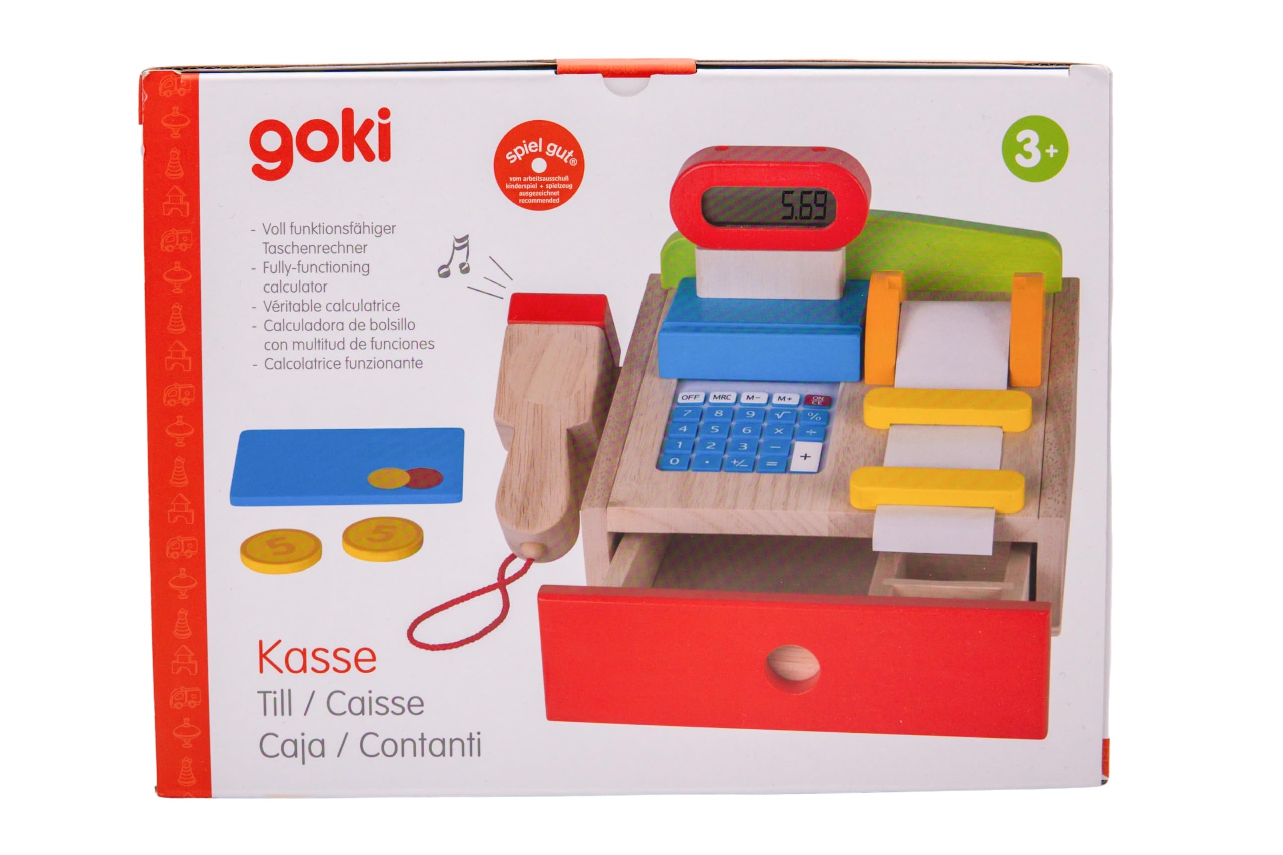 Goki – kasa rejestracyjna ze skanerem – kalkulator – prawdziwy wyświetlacz, 8651575, 22 x 18 x 14 cm