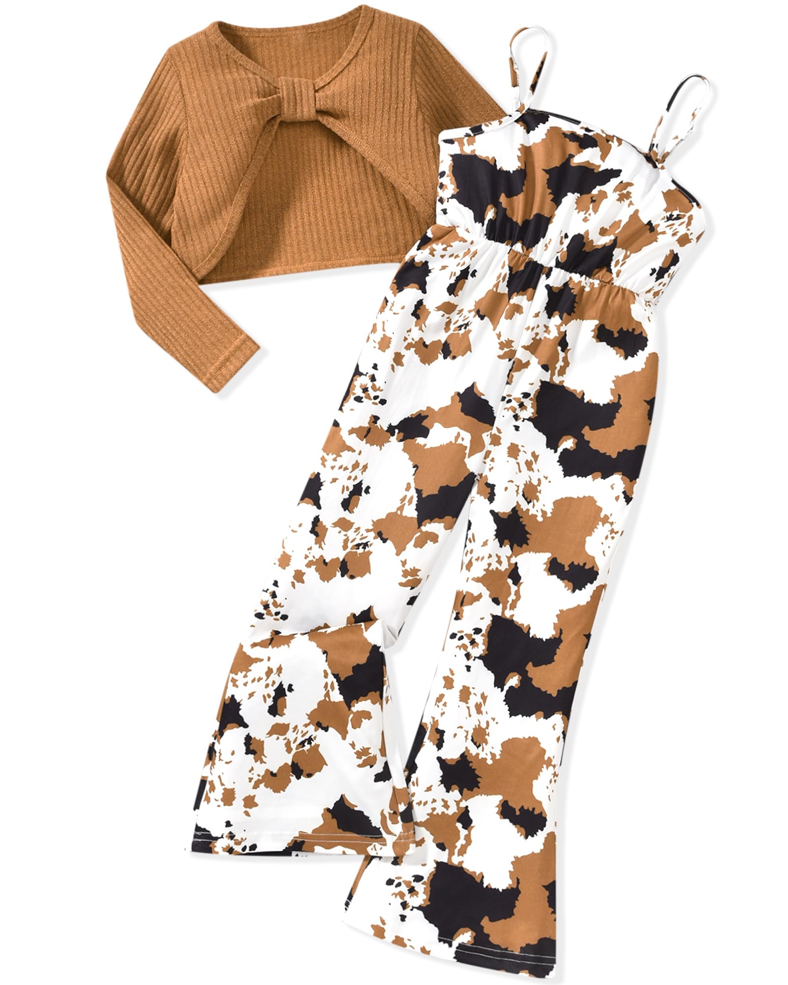 HIHA Girls Long Sleeve Crop Top Sleeveless Jumpsuits Outfit Size 4-12