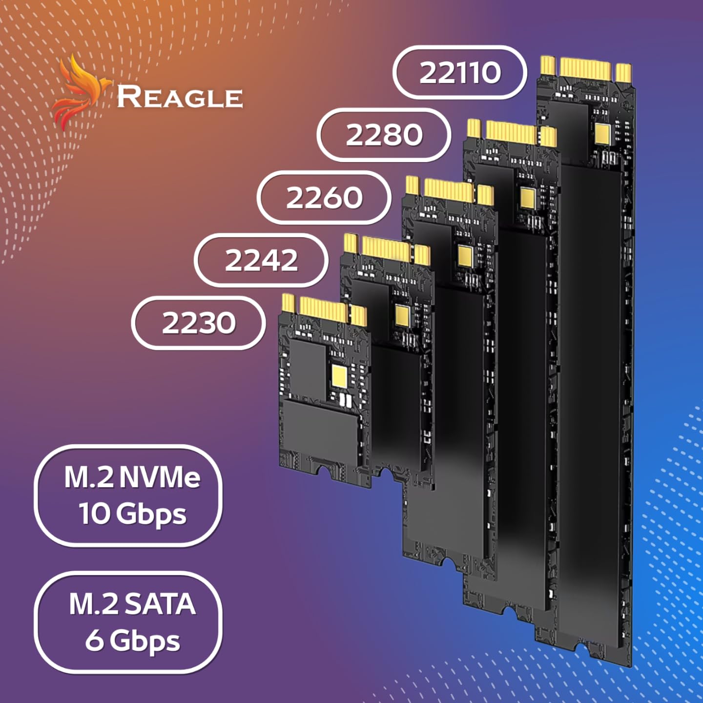 Reagle Docking Station Adattatore per 4 X NVME PCIe 2230/2242 / 2260/2280 / 22110 2in1 SATA NGFF M.2 SSD USB 3.2 Reader B chiave e chiave B&M