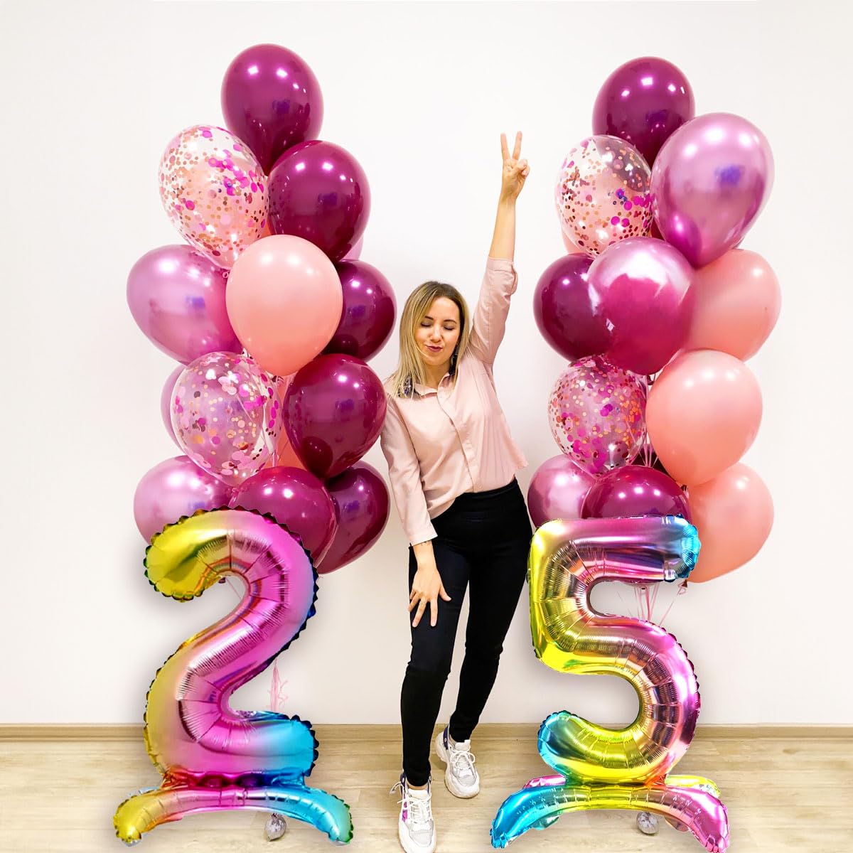 Palloncino Olografico Grabo Superloon Numero 5 - 101 Cm - Multicolore Per Feste E Compleanni - 2