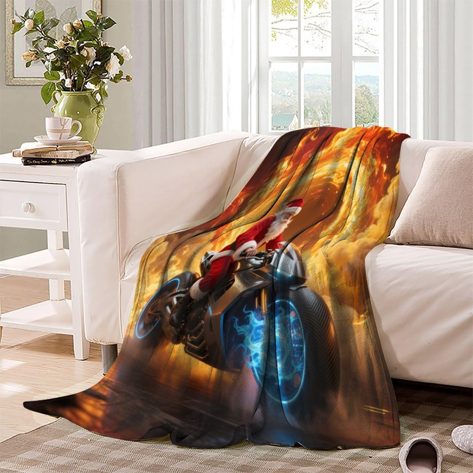 Coperta natalizia con stampa 3D di Babbo Natale, in pile, per adulti, bambini e adulti, 180 x 200 cm
