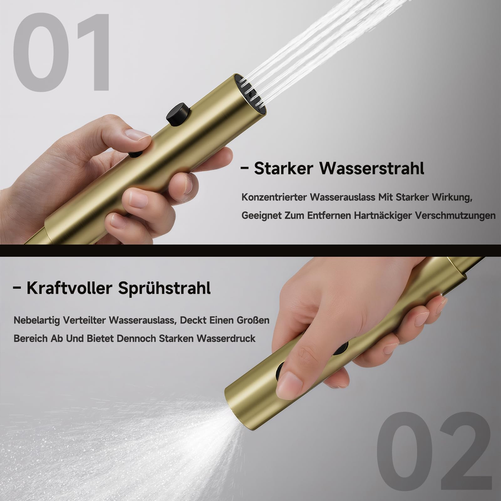 Duschsystem,Gebürstetes Gold Duschsystem mit thermostat | 4-in-1-Duschsäulen-Set mit 320 × 220 mm großer Regendusche, Duschset mit Duschkopf, Duschgarnitur mit Regendusche