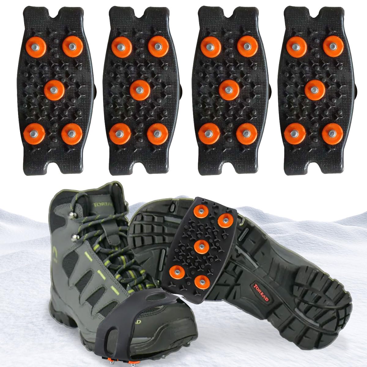 4 Paar Anti-Rutsch Schuhspikes Für Eis & Schnee - Ideal Für Winter-Wandern & Bergsteigen