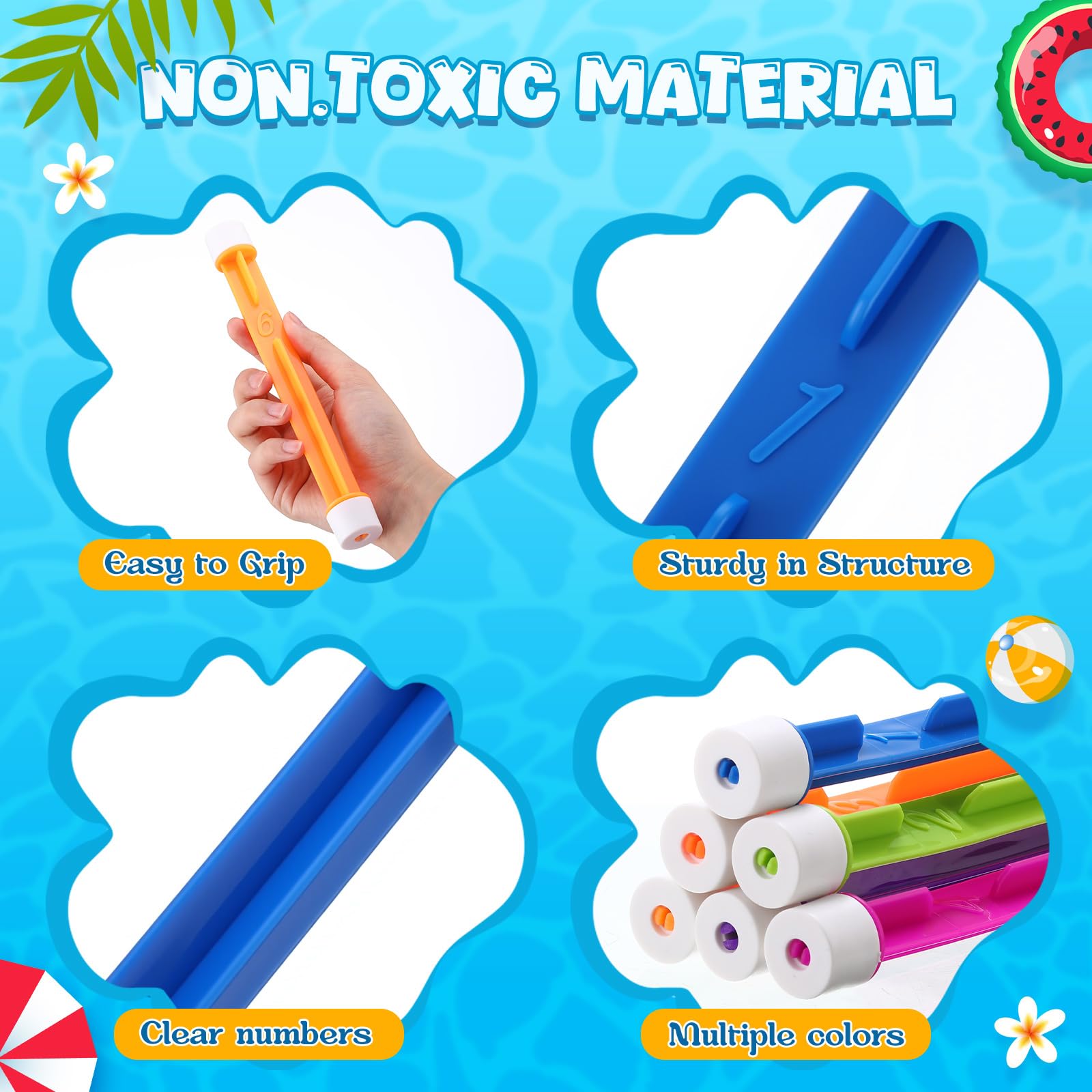 VioraWhite 60 Pcs Diving Sticks Bulk Pool Toys with Numbers Underwater Training Pool Dive Stick for Kids Fast Sinking Gift Summer Swimming Training Water Fun Games - Image 3