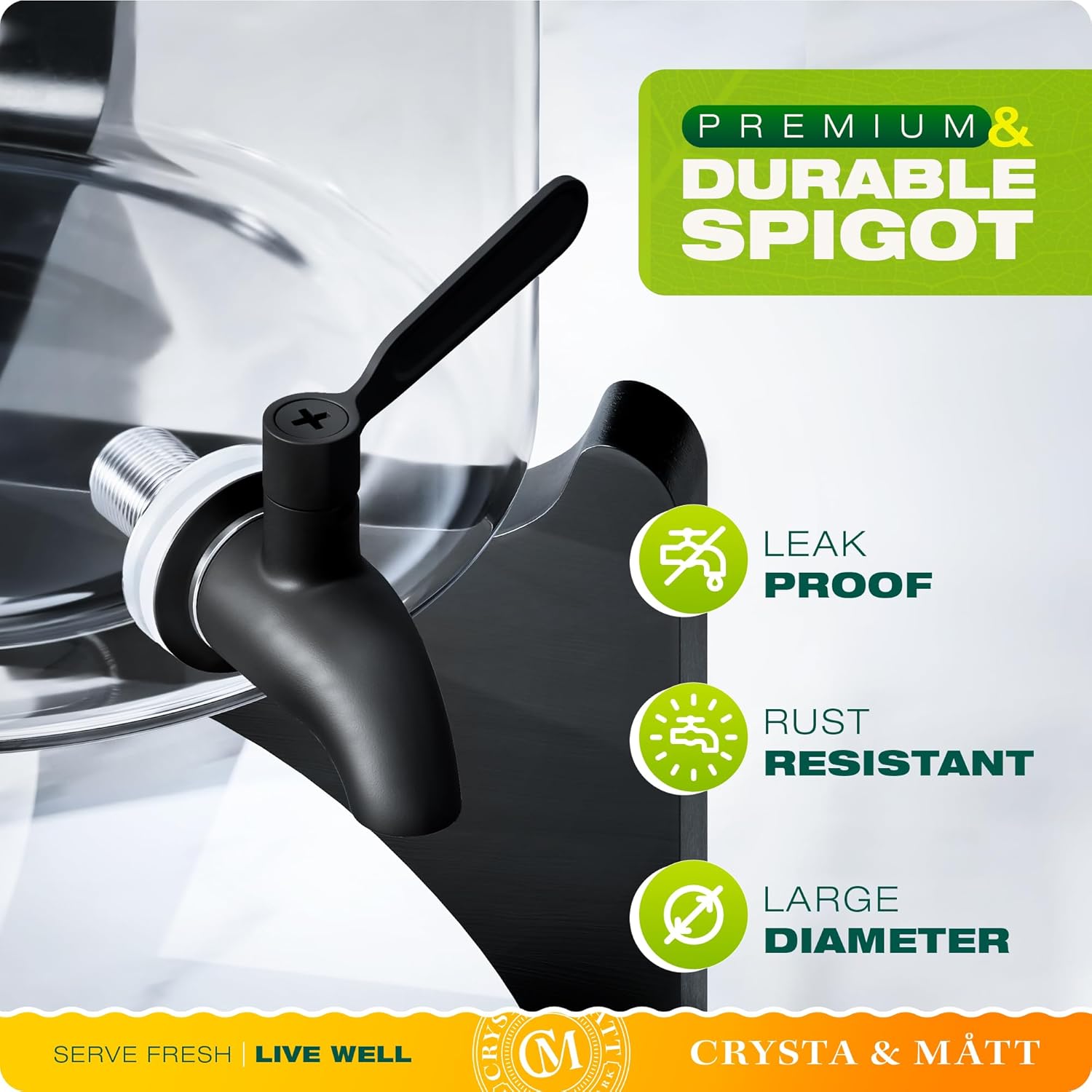 2.2 Gallon Glass Beverage Dispenser With Stand | Glass Water Dispenser With Stand | Leakproof Spigot | Ideal for Hot and Ice Cold Drinks | Perfect for Breakfast, Parties, Weddings - Image 7